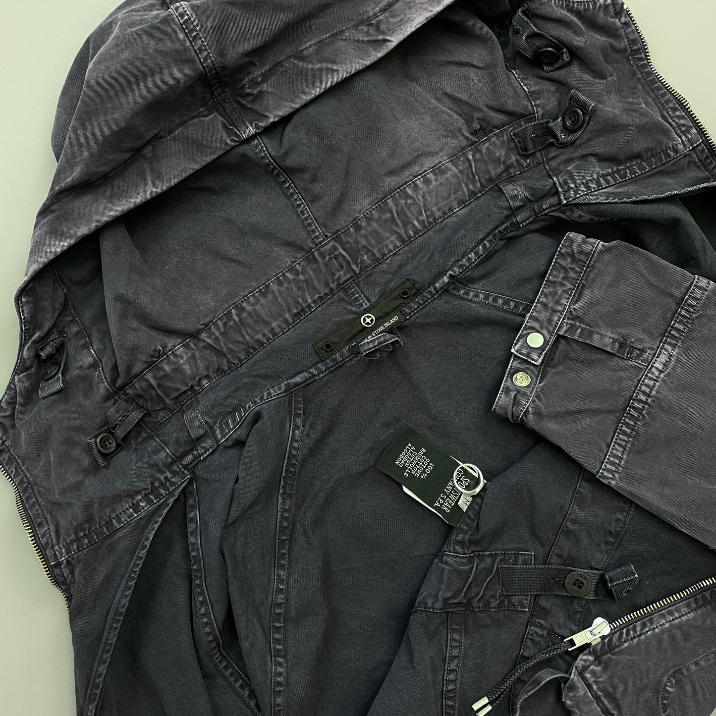 Stone Island Denims SS06 Navy Cotton Hooded Windbreaker Emblem Jacket