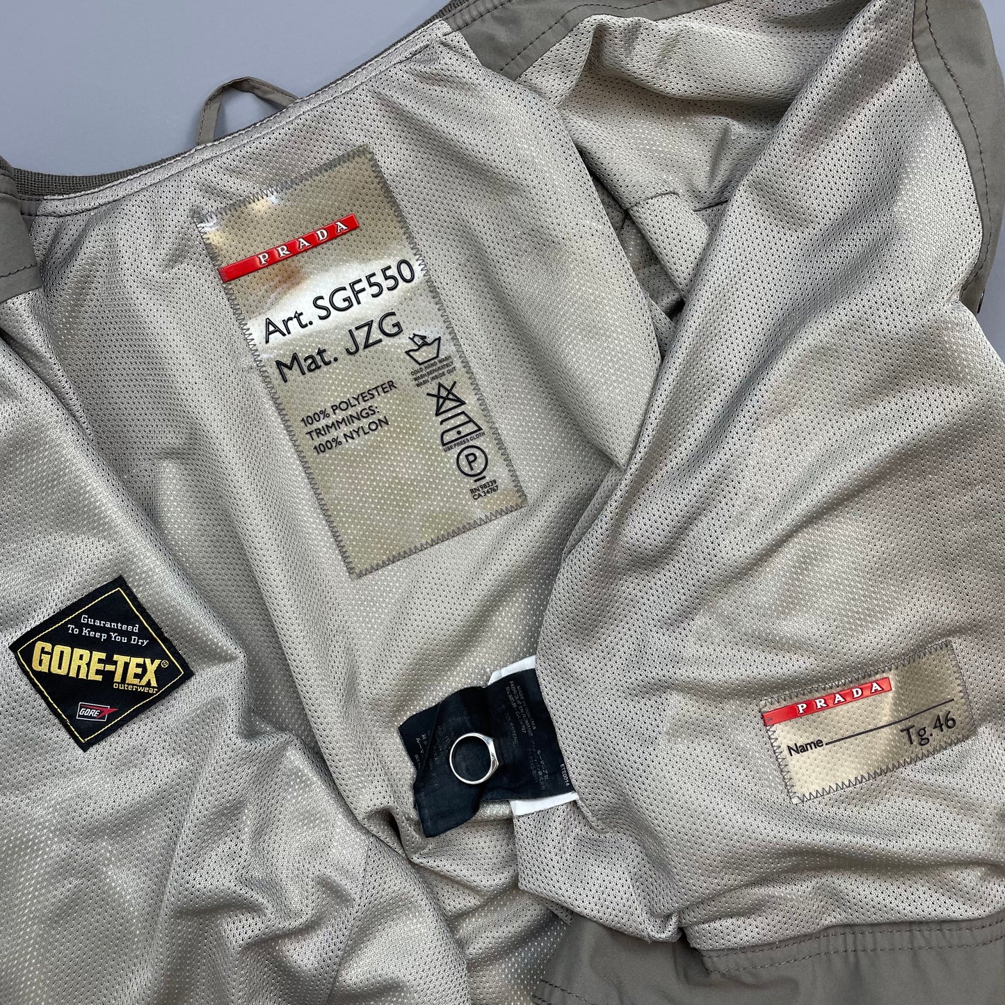 Prada Sport Grey Brown 00s Goretex Lightweight Button-Through Bomber Jacket