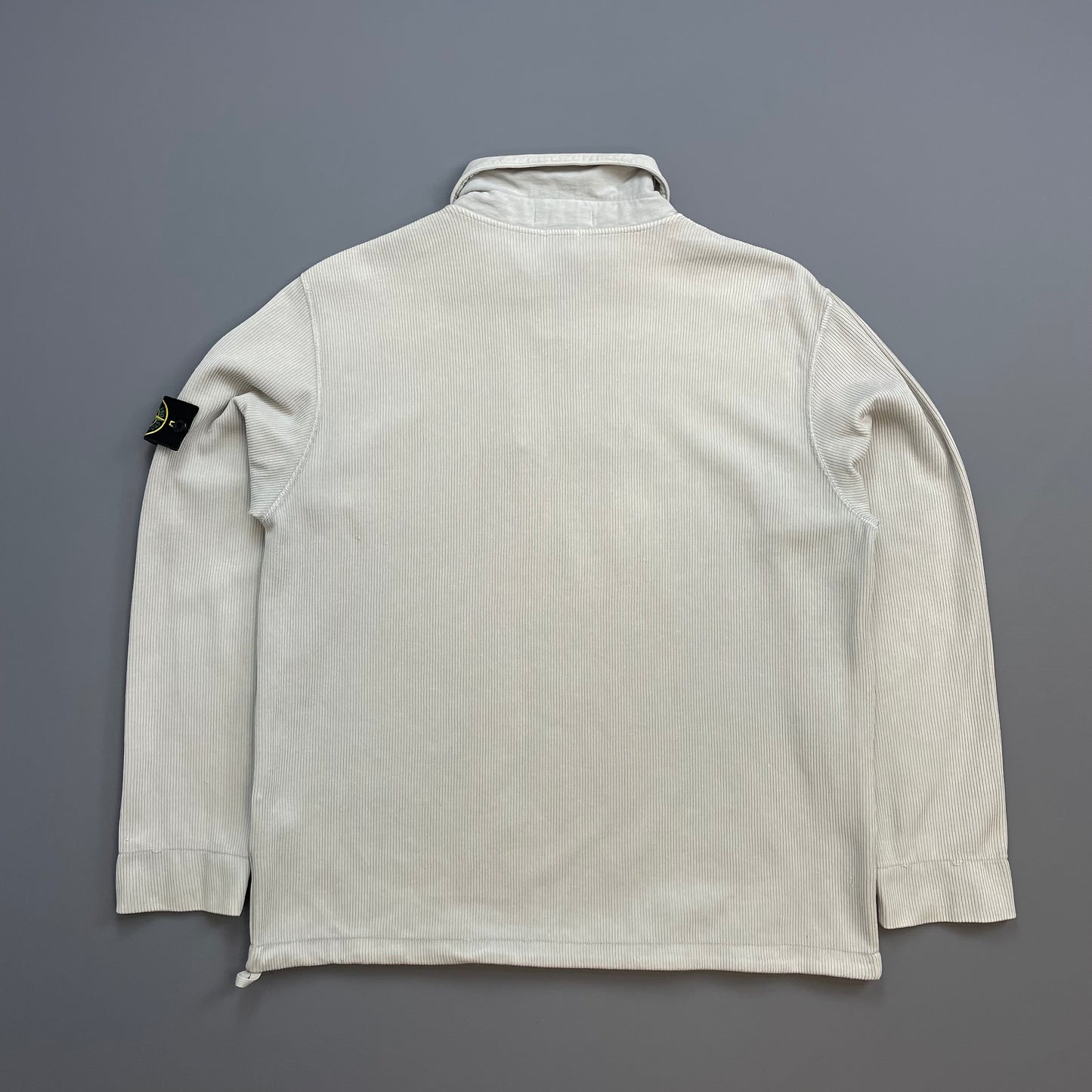 Stone Island Ivory Grey SS00 Cotton/Nylon Ribbed Half-Zip Jumper