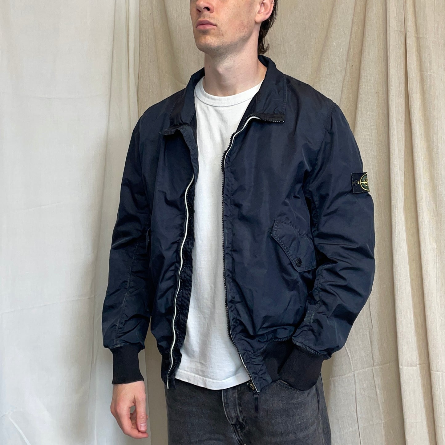 Stone Island Navy SS11 Lightweight Nylon Shell Bomber Jacket