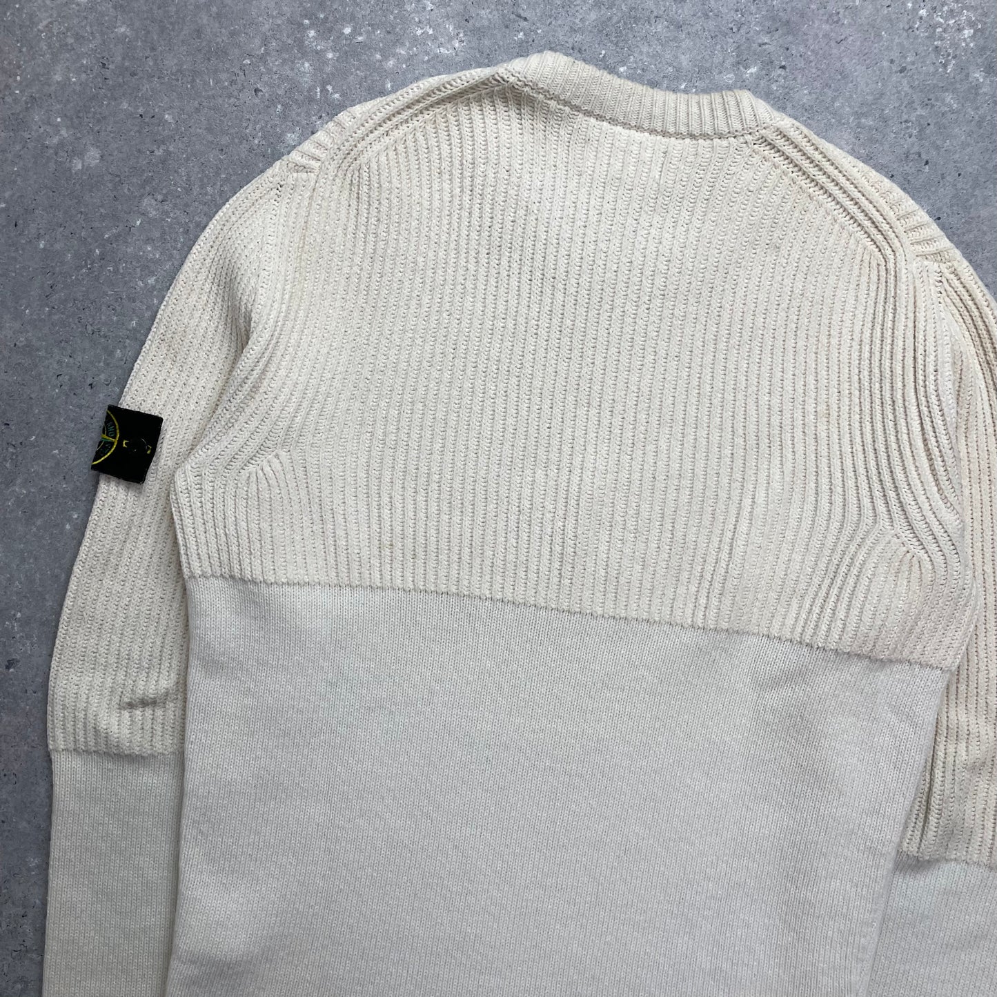 Stone Island Cream Half & Half Chenille Knit Jumper