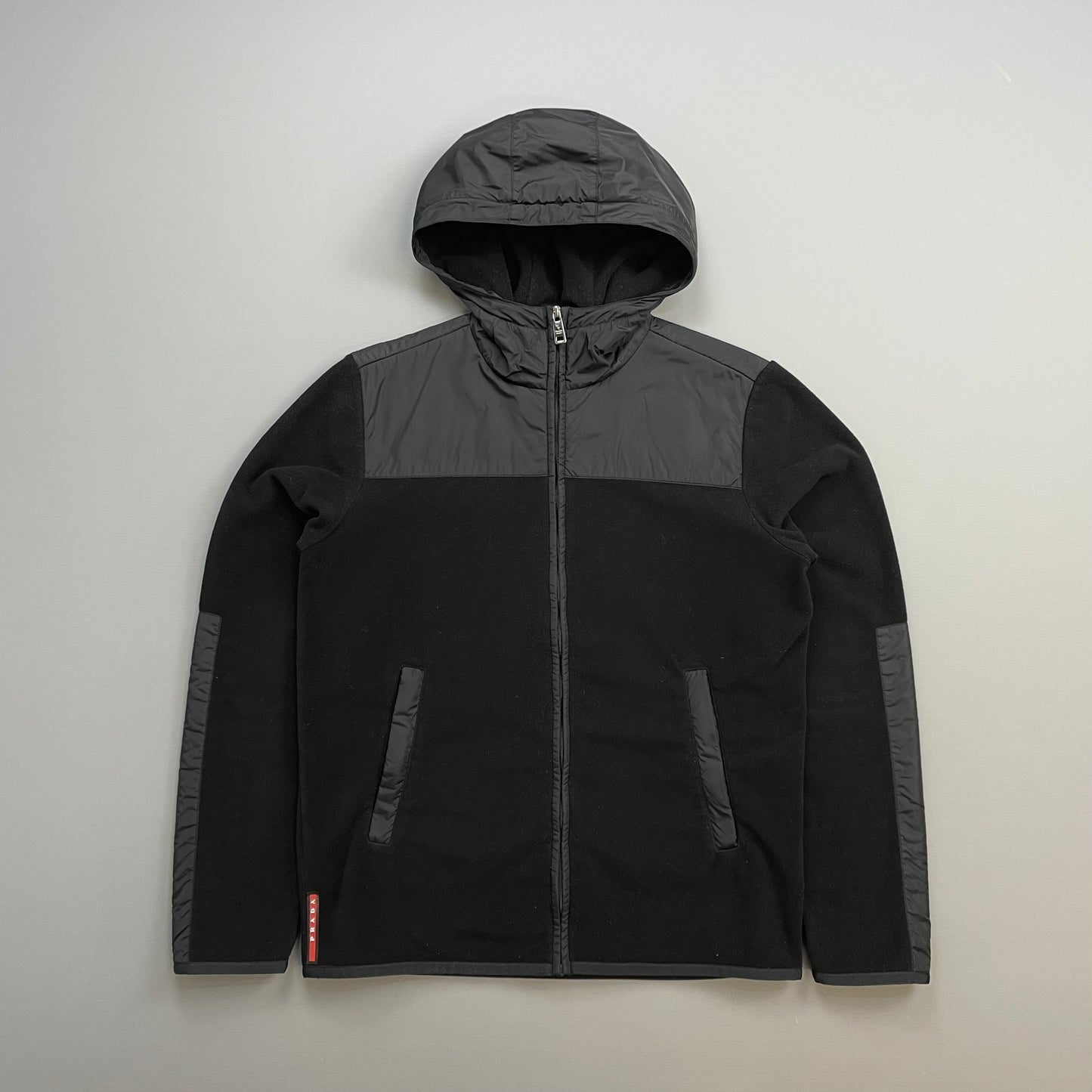 Prada Sport Black 2014 Nylon Panelled Hybrid Fleece Jacket