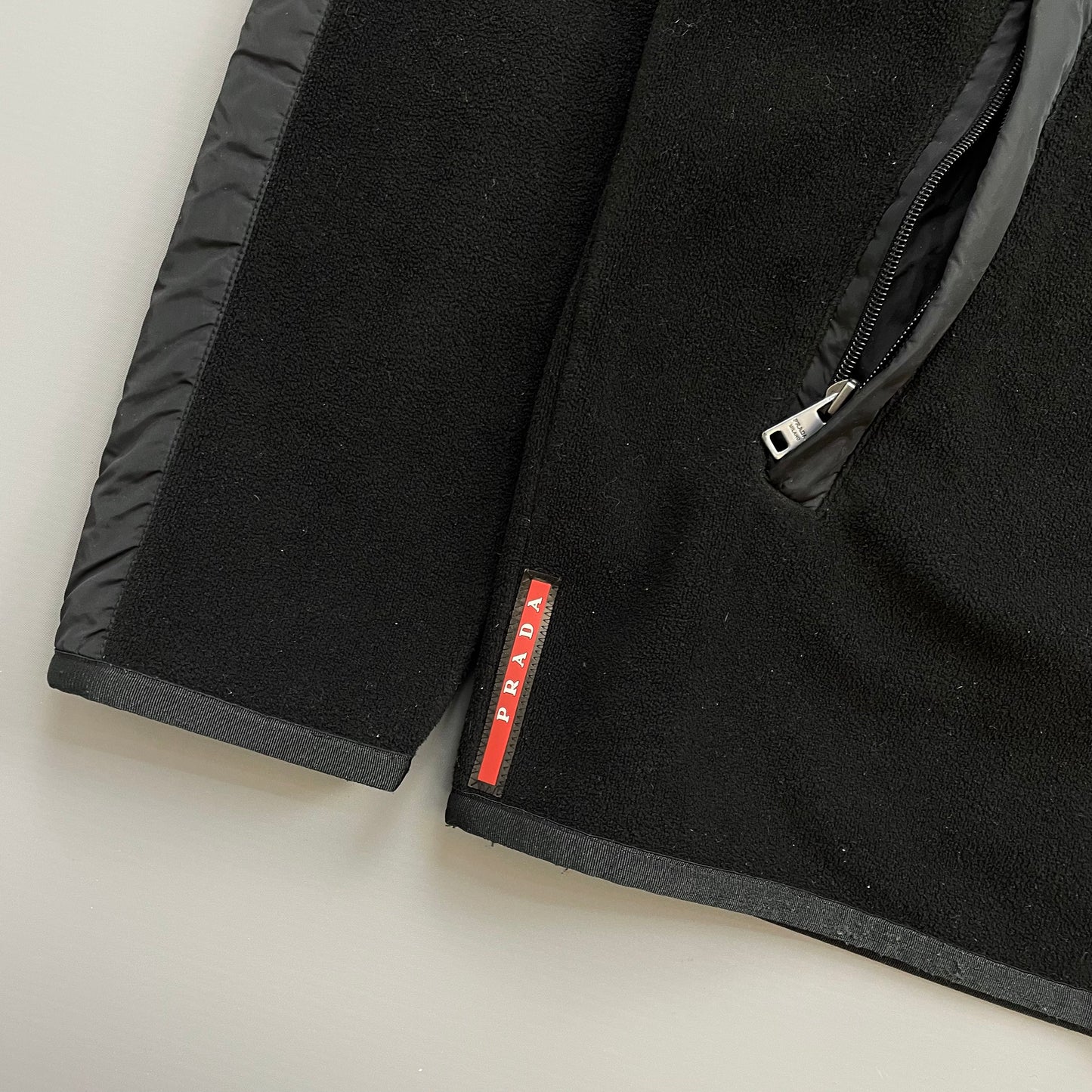 Prada Sport Black 2014 Nylon Panelled Hybrid Fleece Jacket