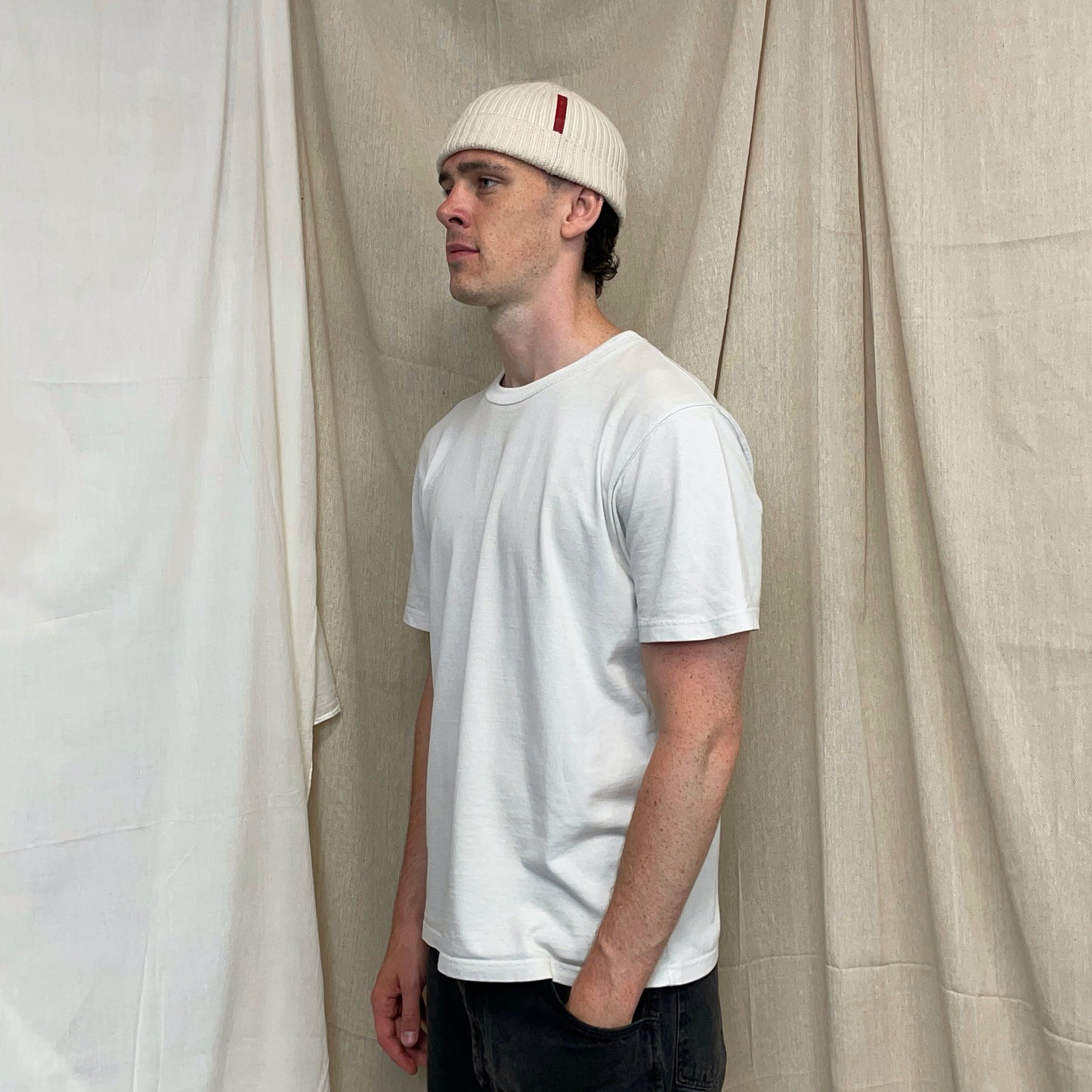 Prada Sport White Cream 00s Wool Knit Ribbed Beanie