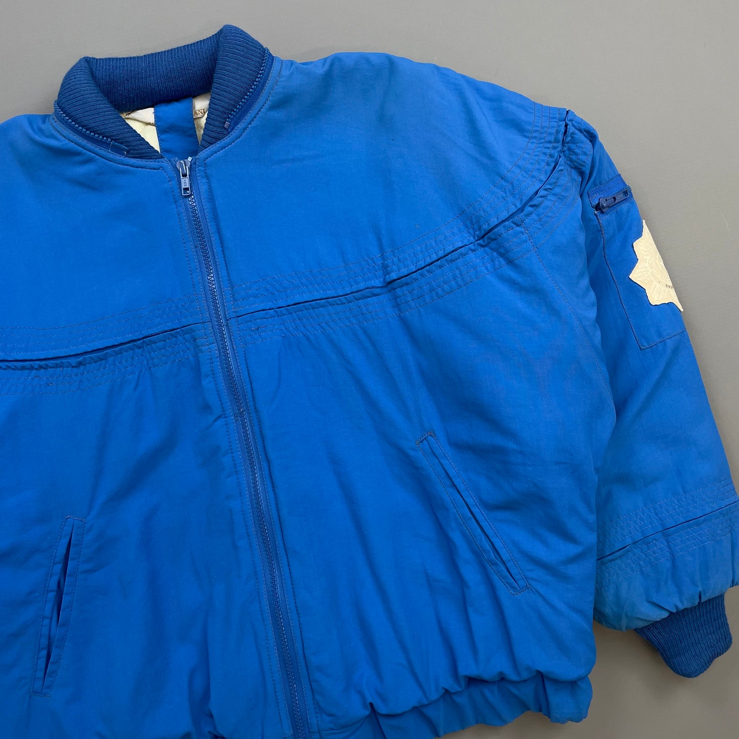 Giorgio Armani Electric Blue 80s Snowear Hooded Bomber Jacket