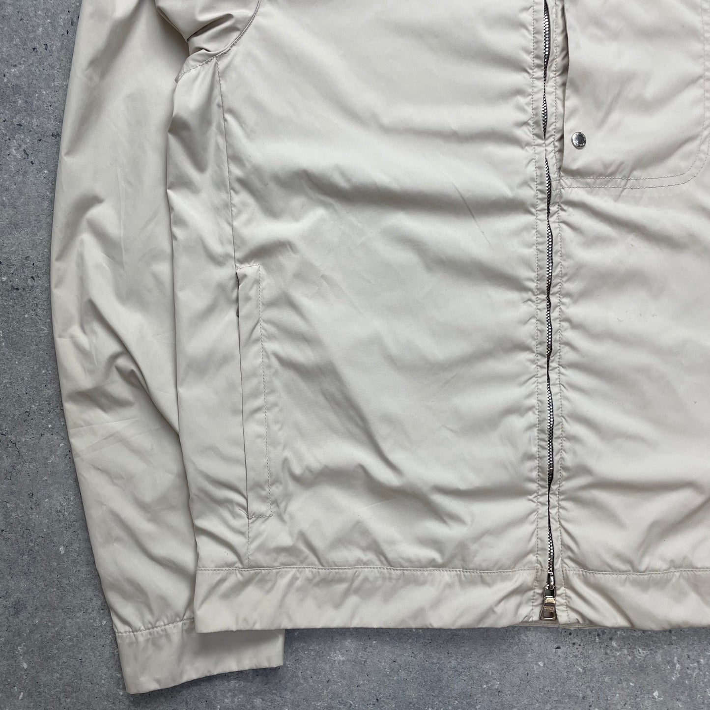 Prada Cream Harrington Two-Way Zip Jacket Tg50