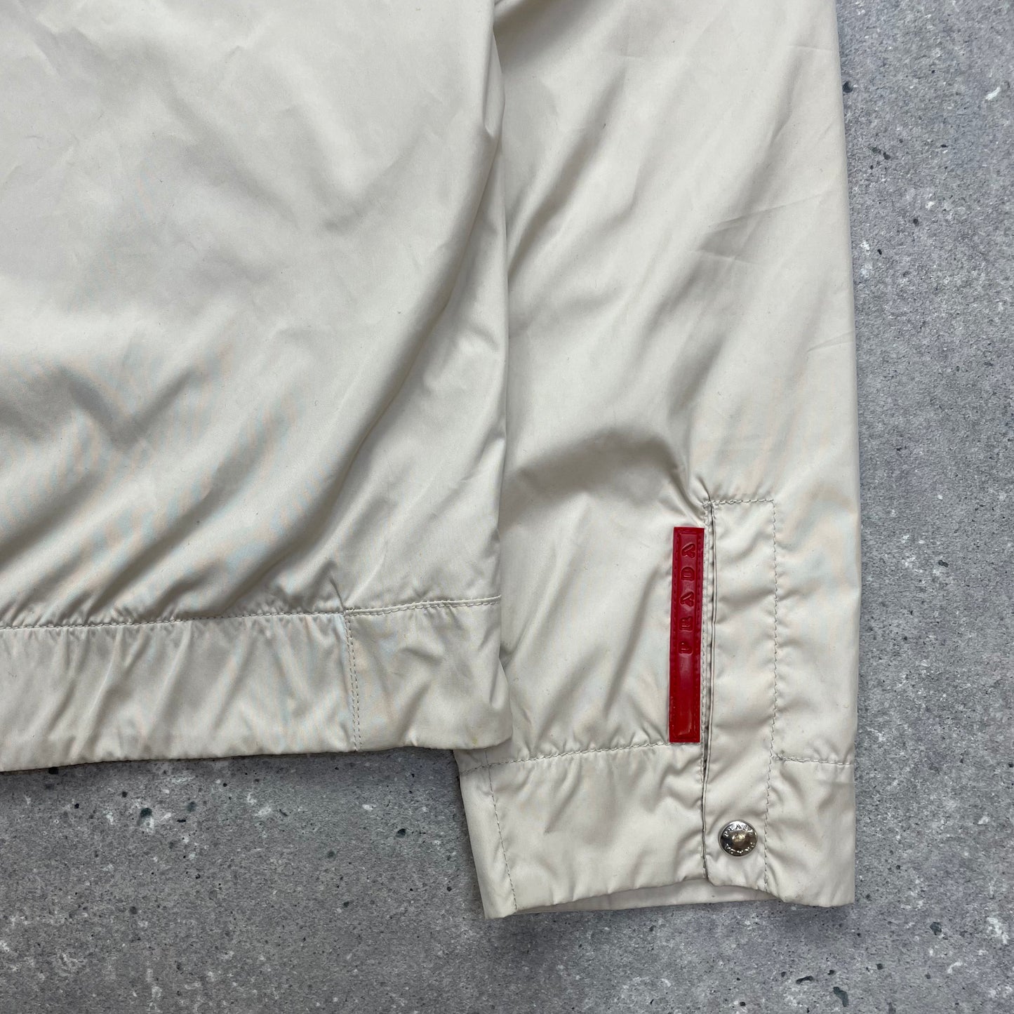 Prada Cream Harrington Two-Way Zip Jacket Tg50