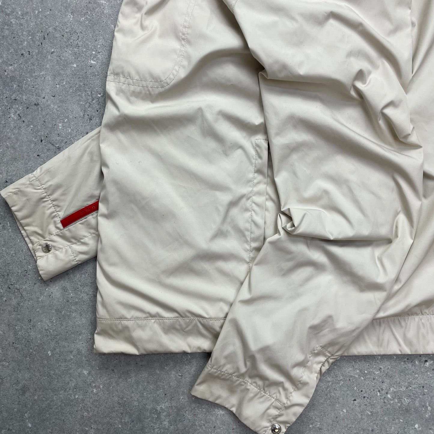 Prada Cream Harrington Two-Way Zip Jacket Tg50