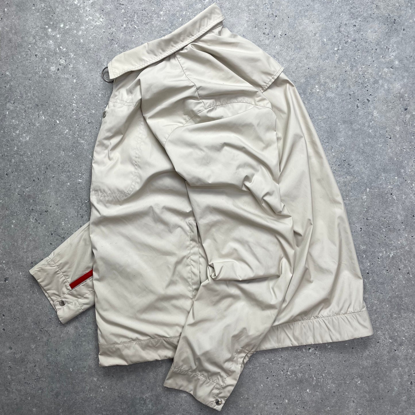 Prada Cream Harrington Two-Way Zip Jacket Tg50