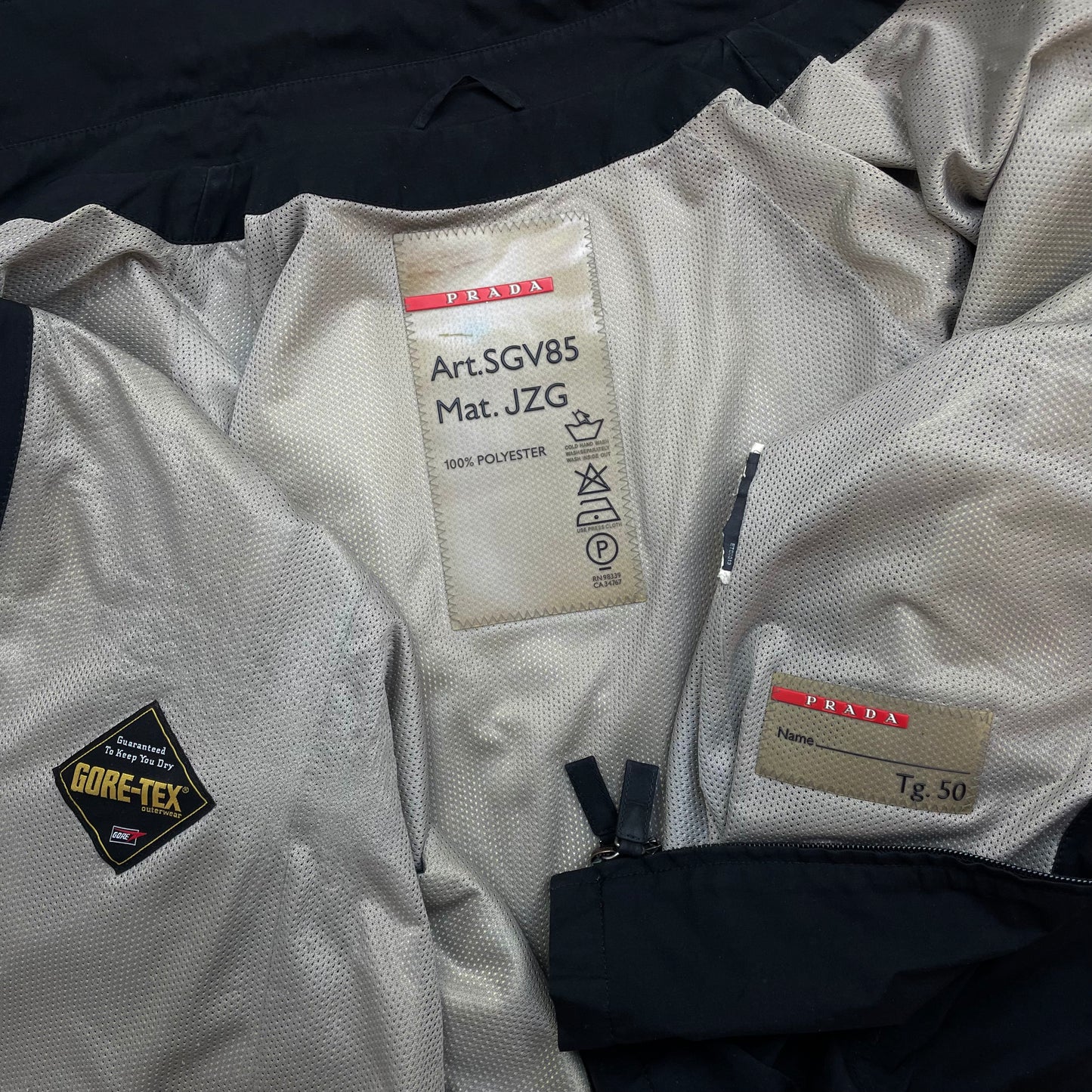 Prada Sport Black 00s Goretex Zip-Through Trench Coat