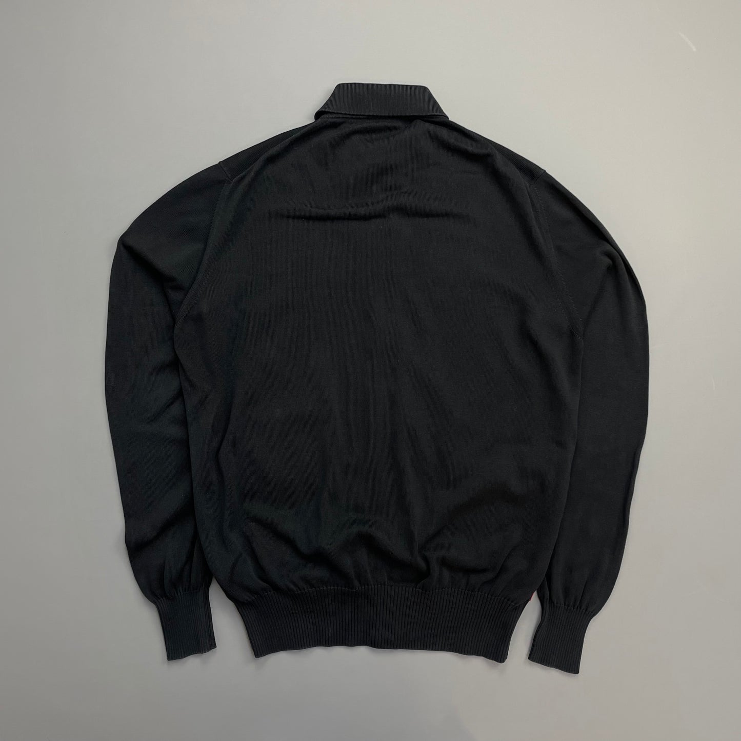 Prada Sport Black 2008 Cotton Knit Zip-Through Collared Cardigan