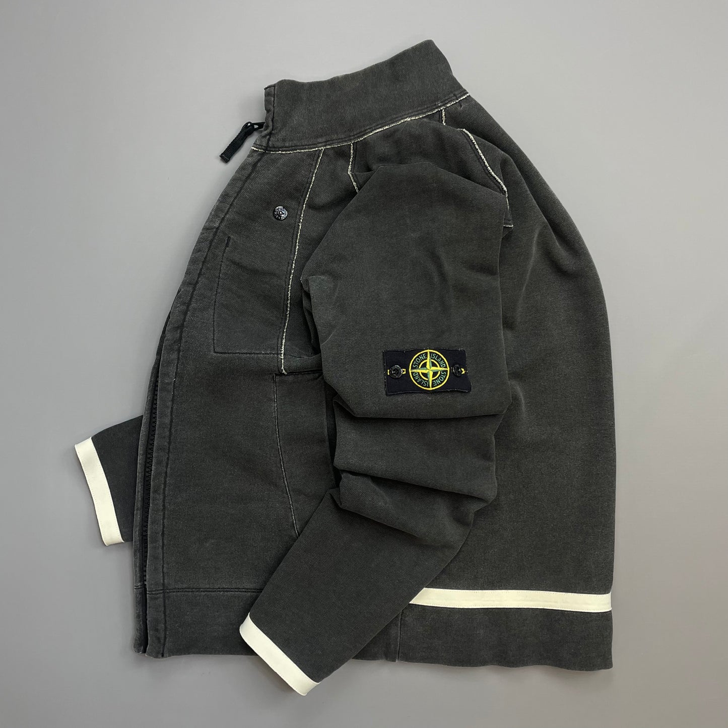 Stone Island Grey SS06 Raw-Seam Fleece Jacket