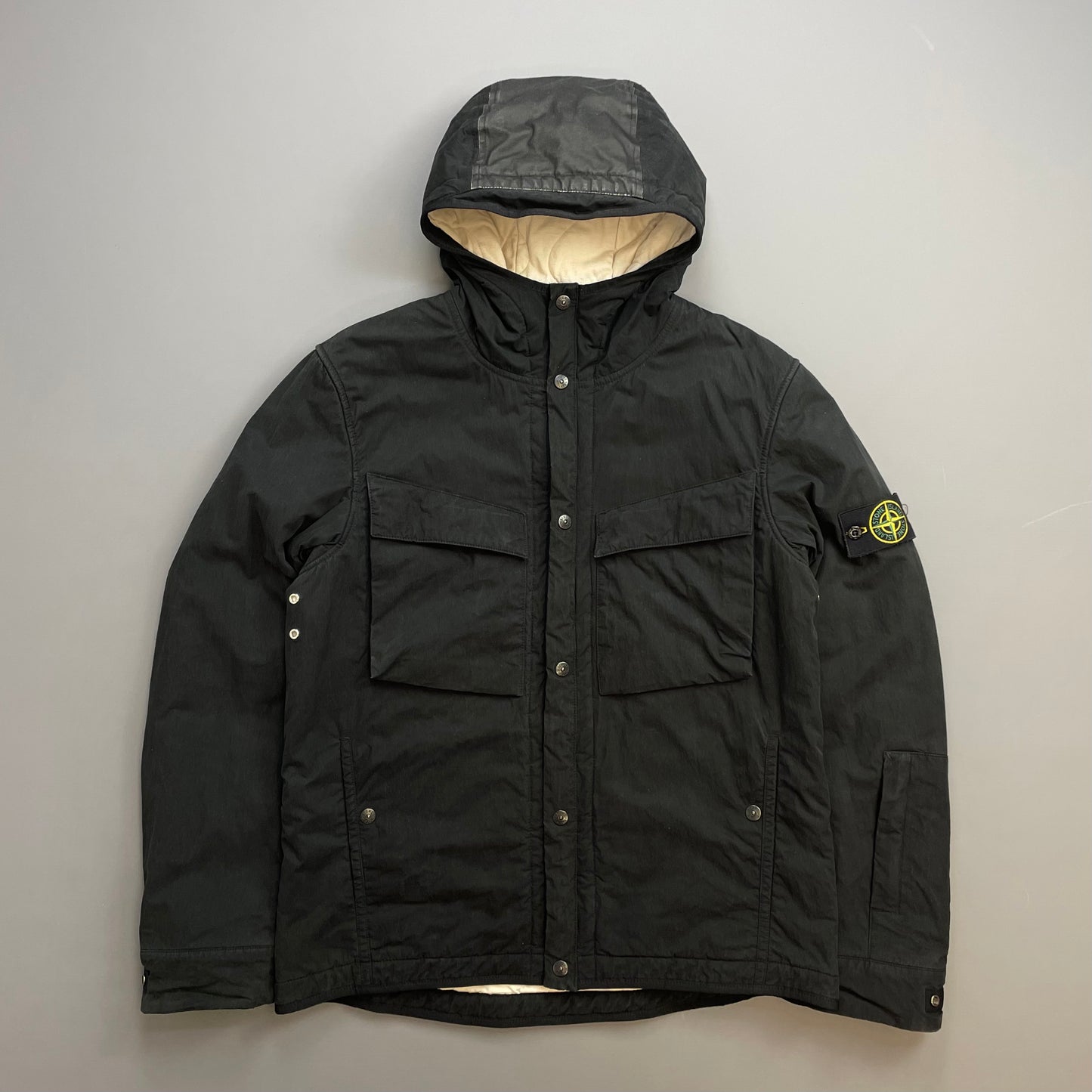 Stone Island Black AW09 Quilt-Lined Hooded Jacket