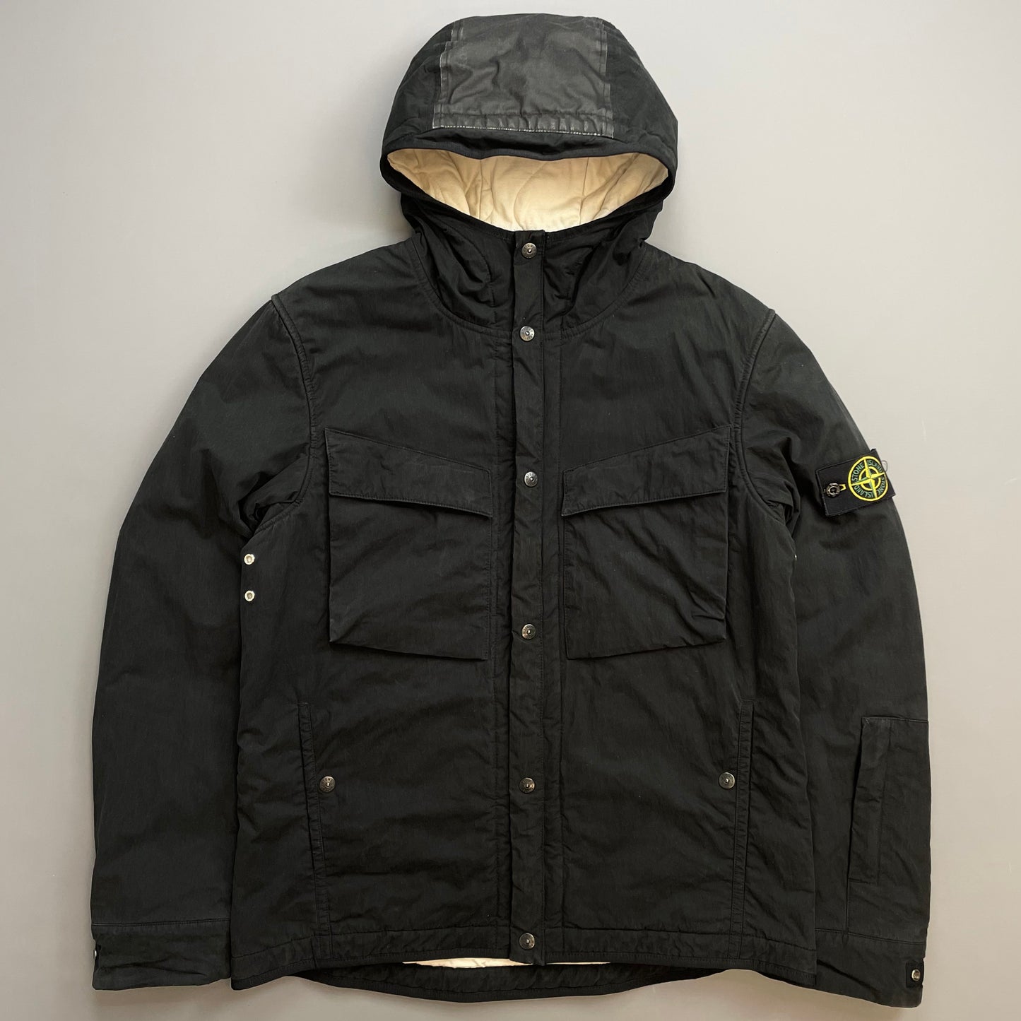 Stone Island Black AW09 Quilt-Lined Hooded Jacket