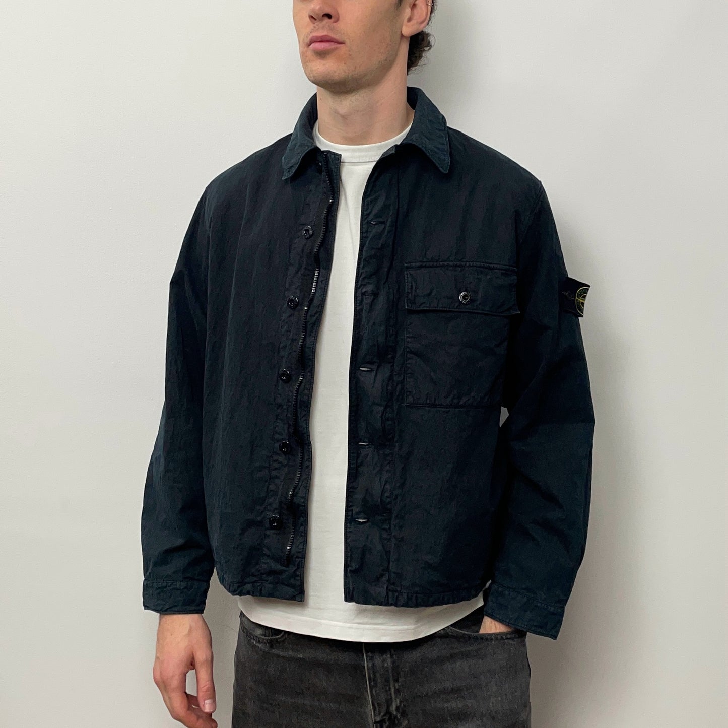 Stone Island Navy Black AW00 Cotton Lined Overshirt Jacket