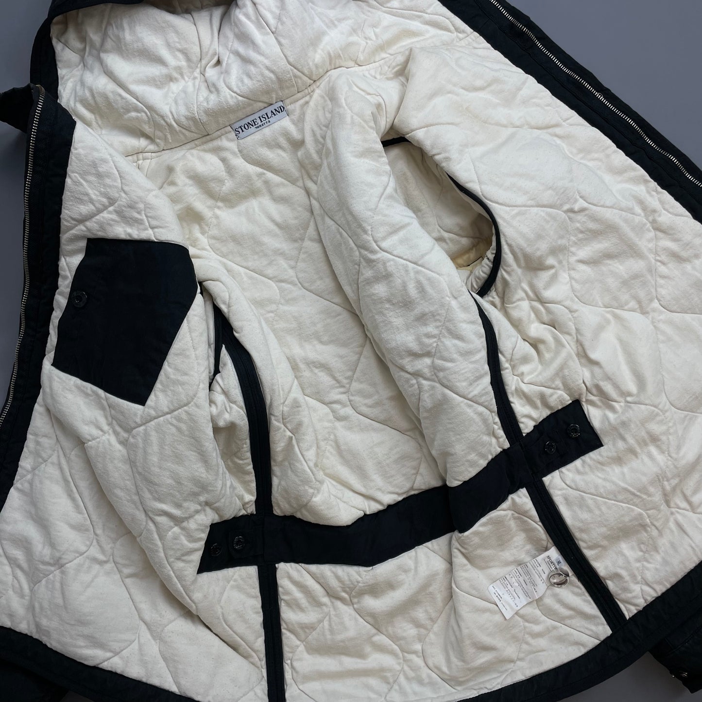 Stone Island Black AW09 Quilt-Lined Hooded Jacket