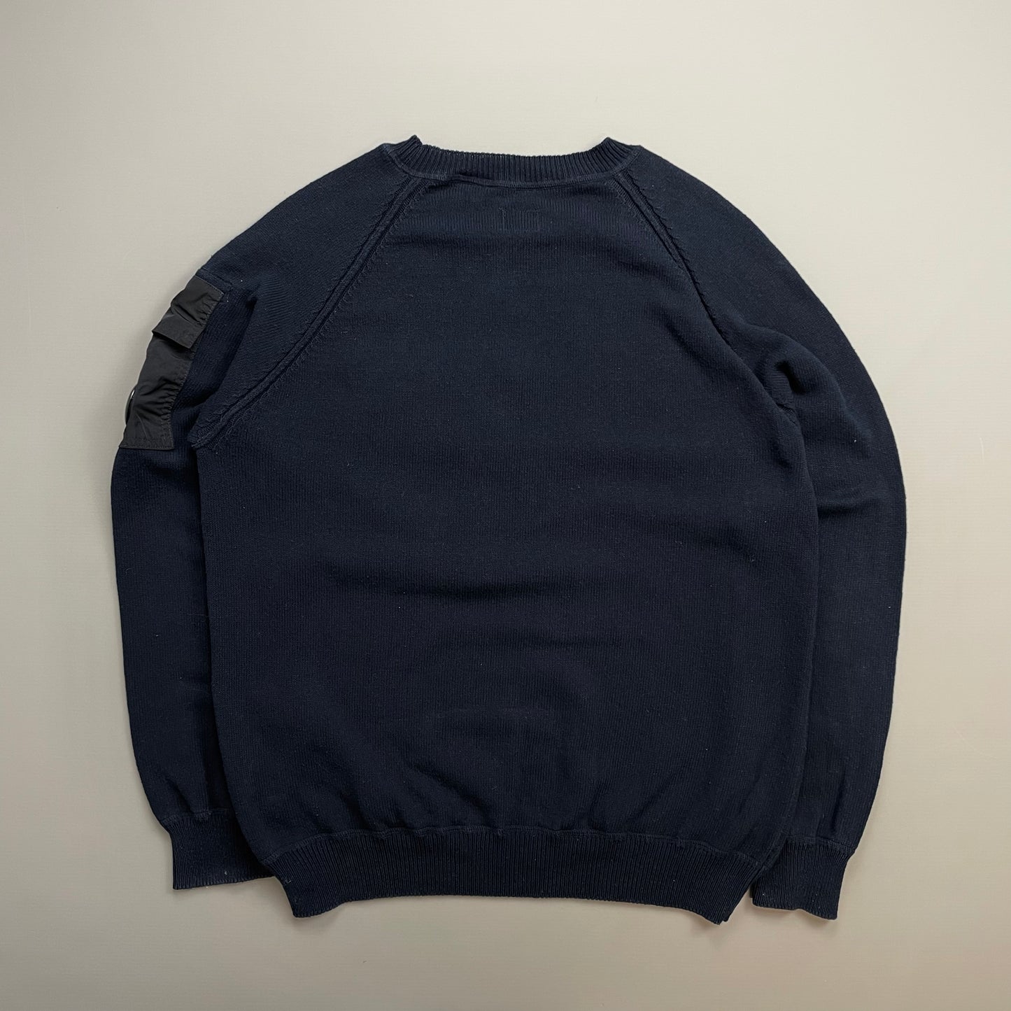 CP Company Navy & Black Nylon Pocket Knit Lens Jumper