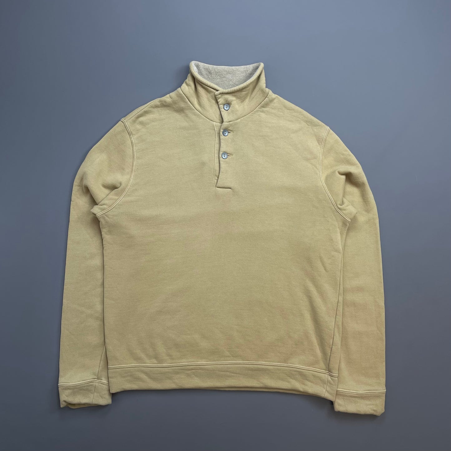 C.P. Company Beige AW01 Wool Blend Button Collar Fleece Jumper
