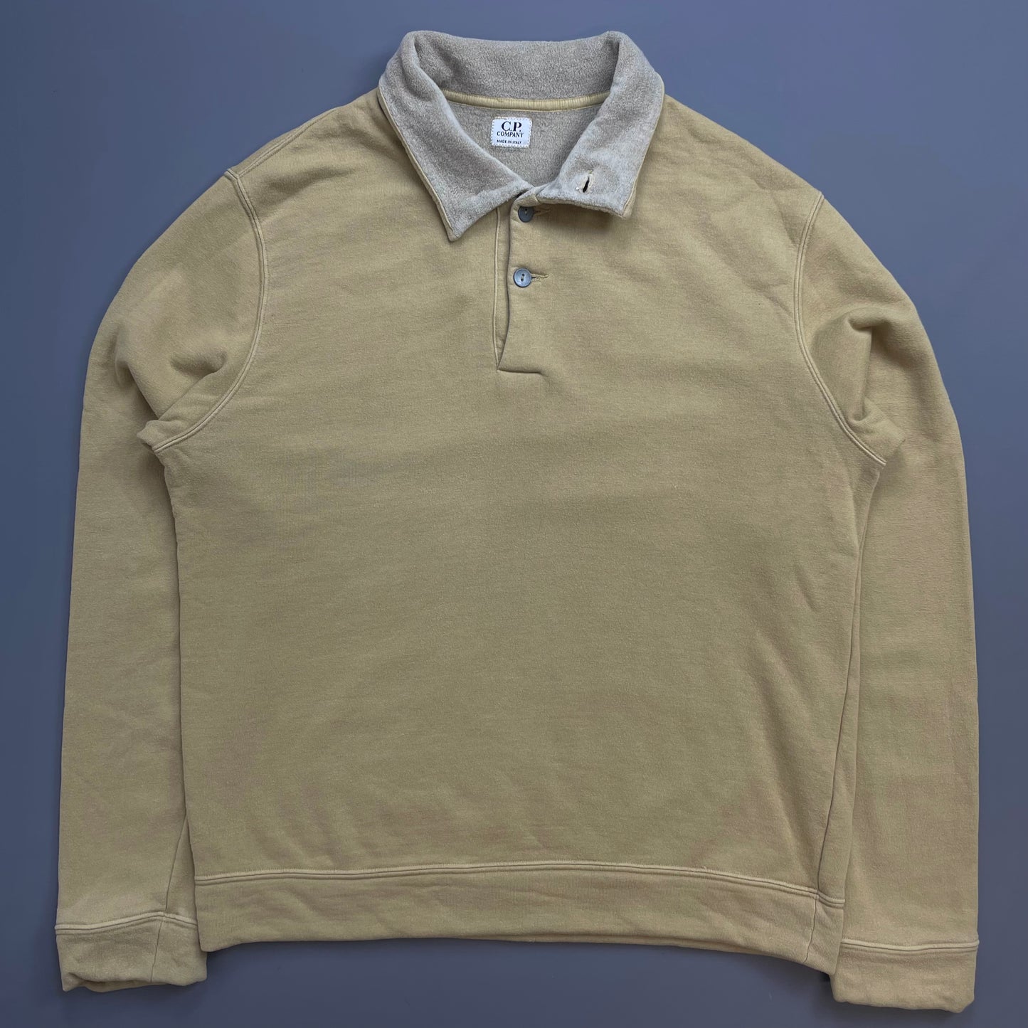 C.P. Company Beige AW01 Wool Blend Button Collar Fleece Jumper