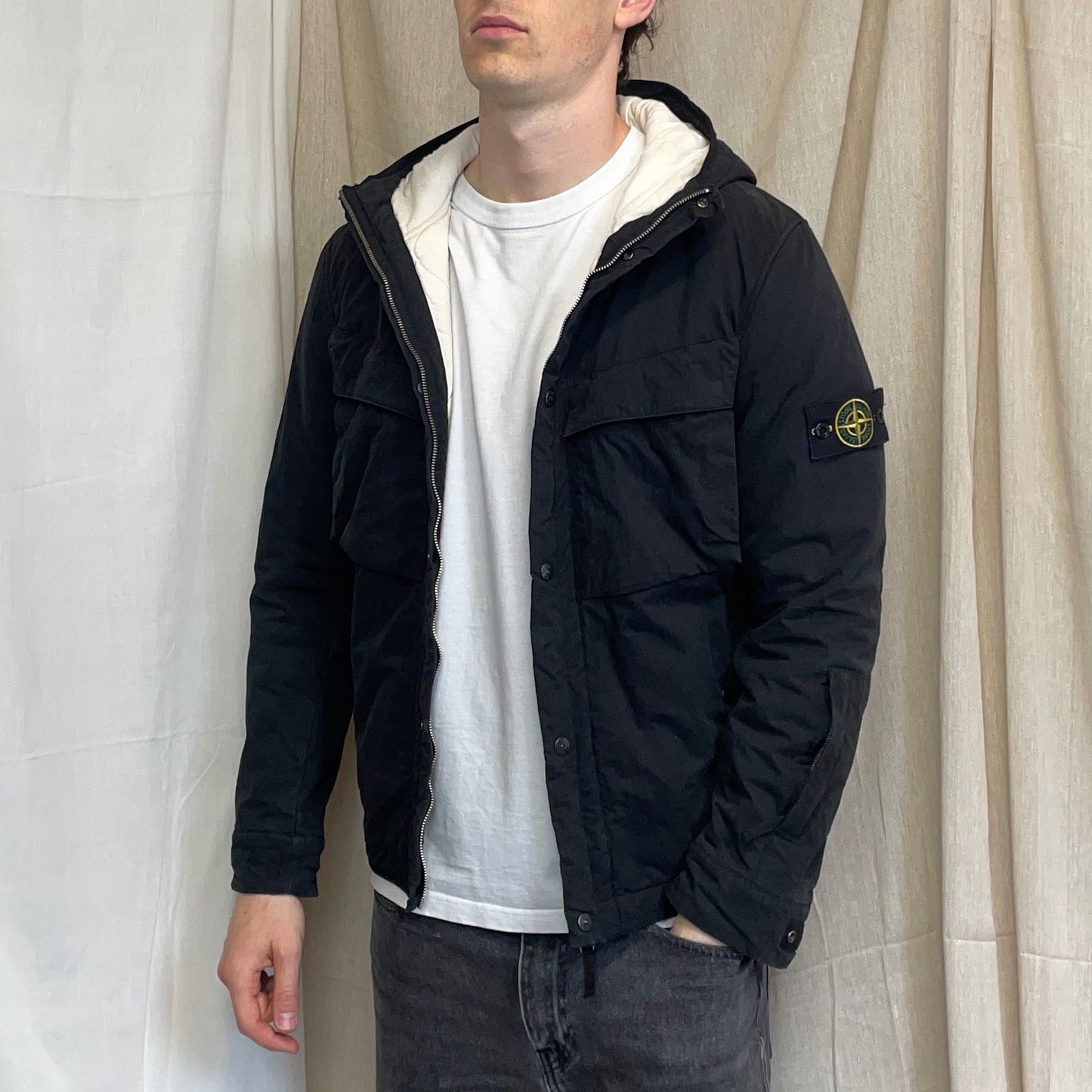 Stone Island Black AW09 Quilt-Lined Hooded Jacket