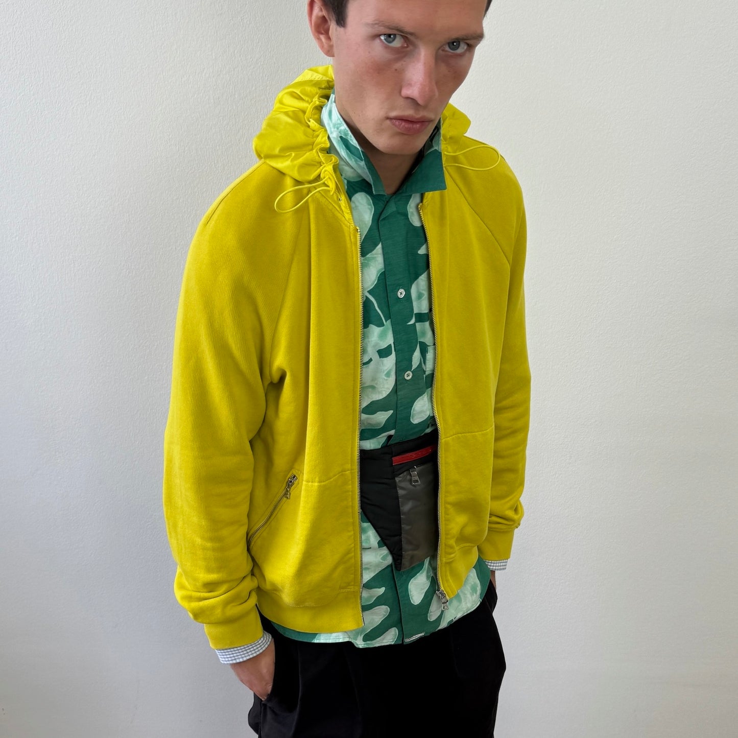 Prada Sport Yellow 2007 Nylon Hood Hoodie