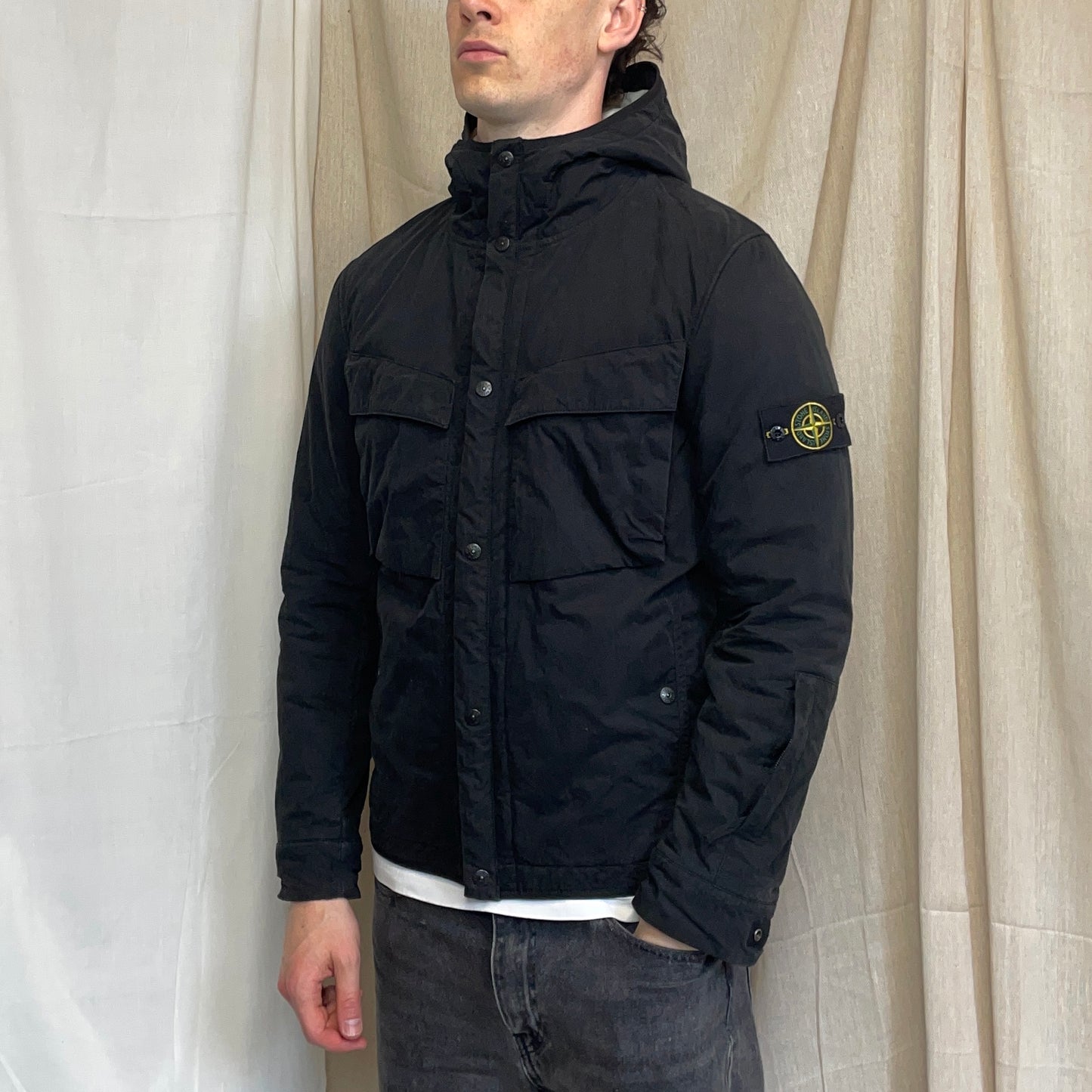 Stone Island Black AW09 Quilt-Lined Hooded Jacket