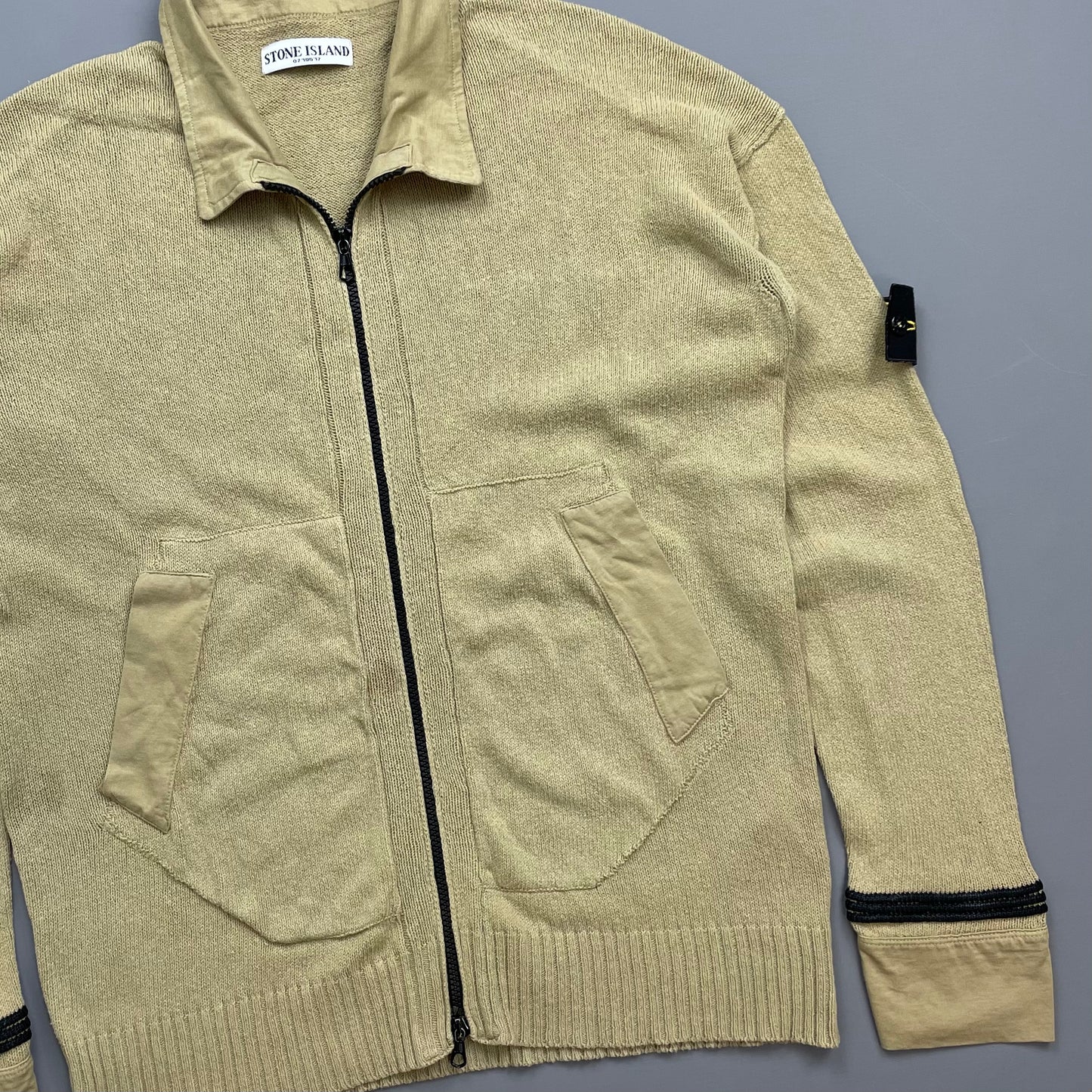 Stone Island Beige SS06 Lightweight Knit Zip Cardigan Jumper