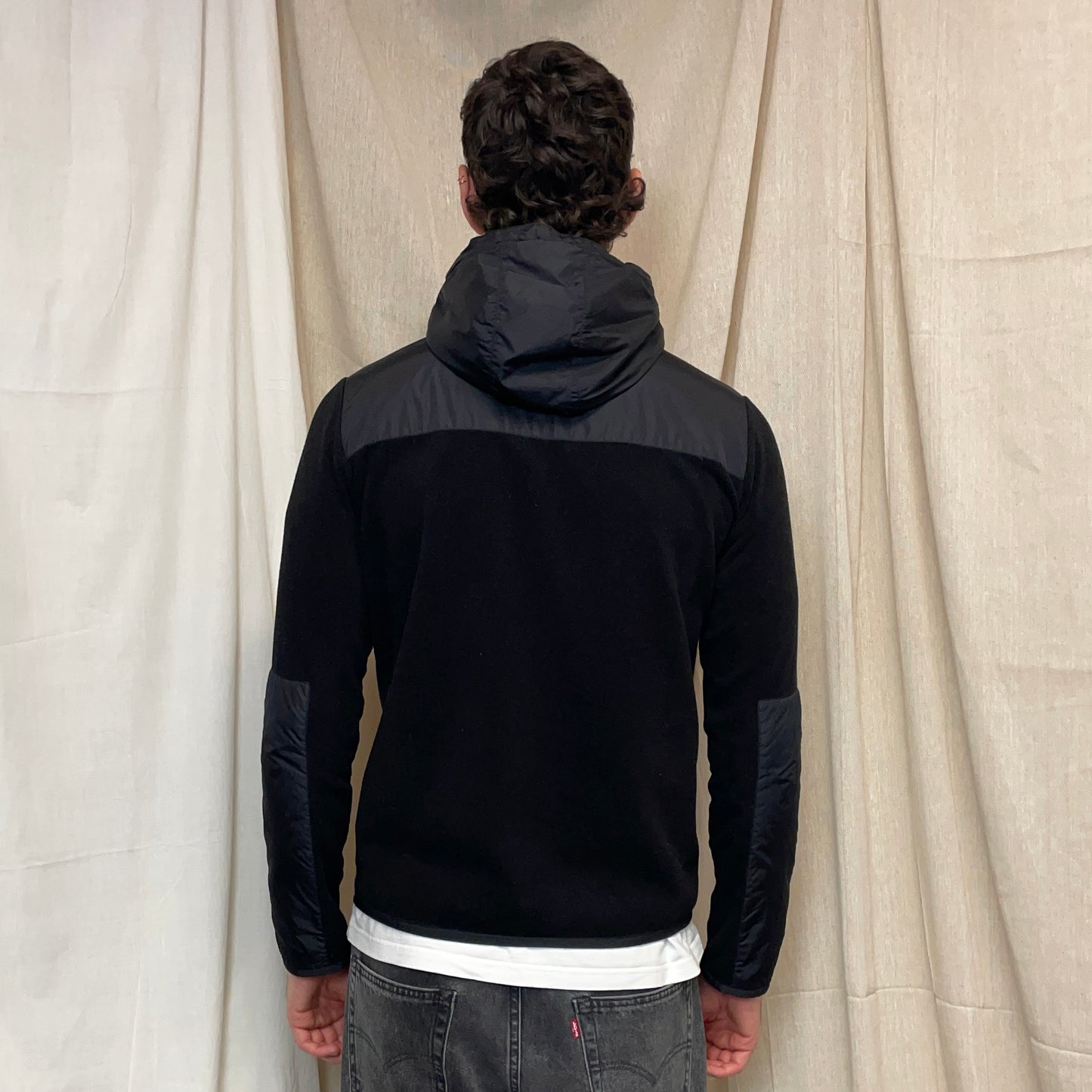 Prada Sport Black 2014 Nylon Panelled Hybrid Fleece Jacket