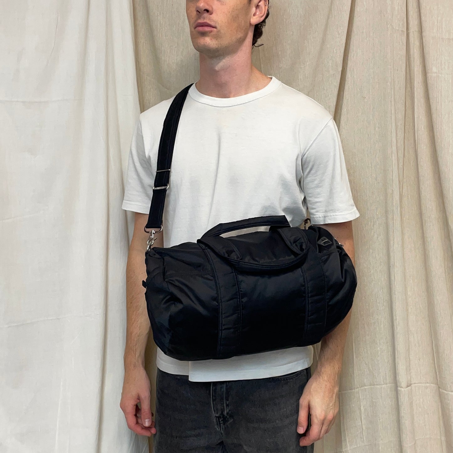 Porter International Black Nylon Boston Duffle Day Bag