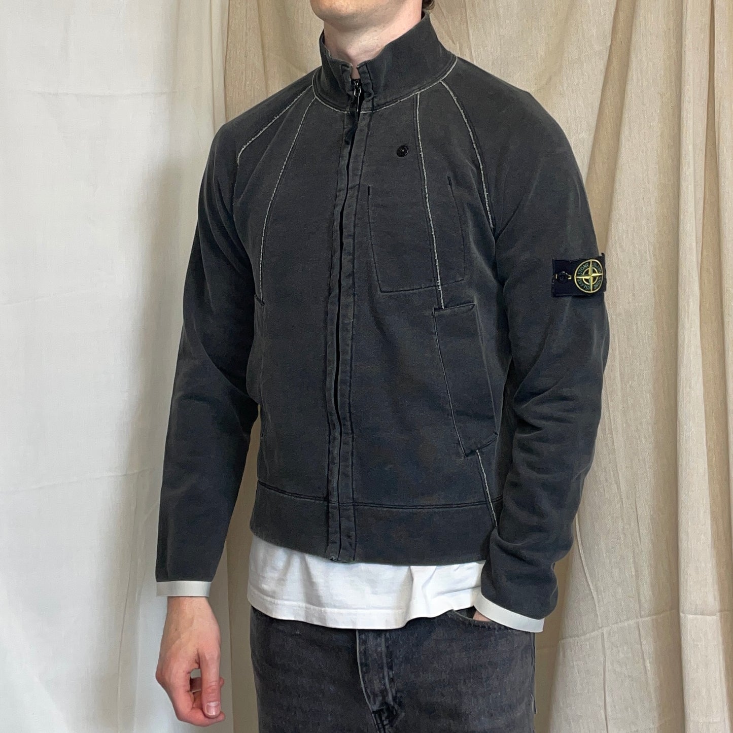 Stone Island Grey SS06 Raw-Seam Fleece Jacket