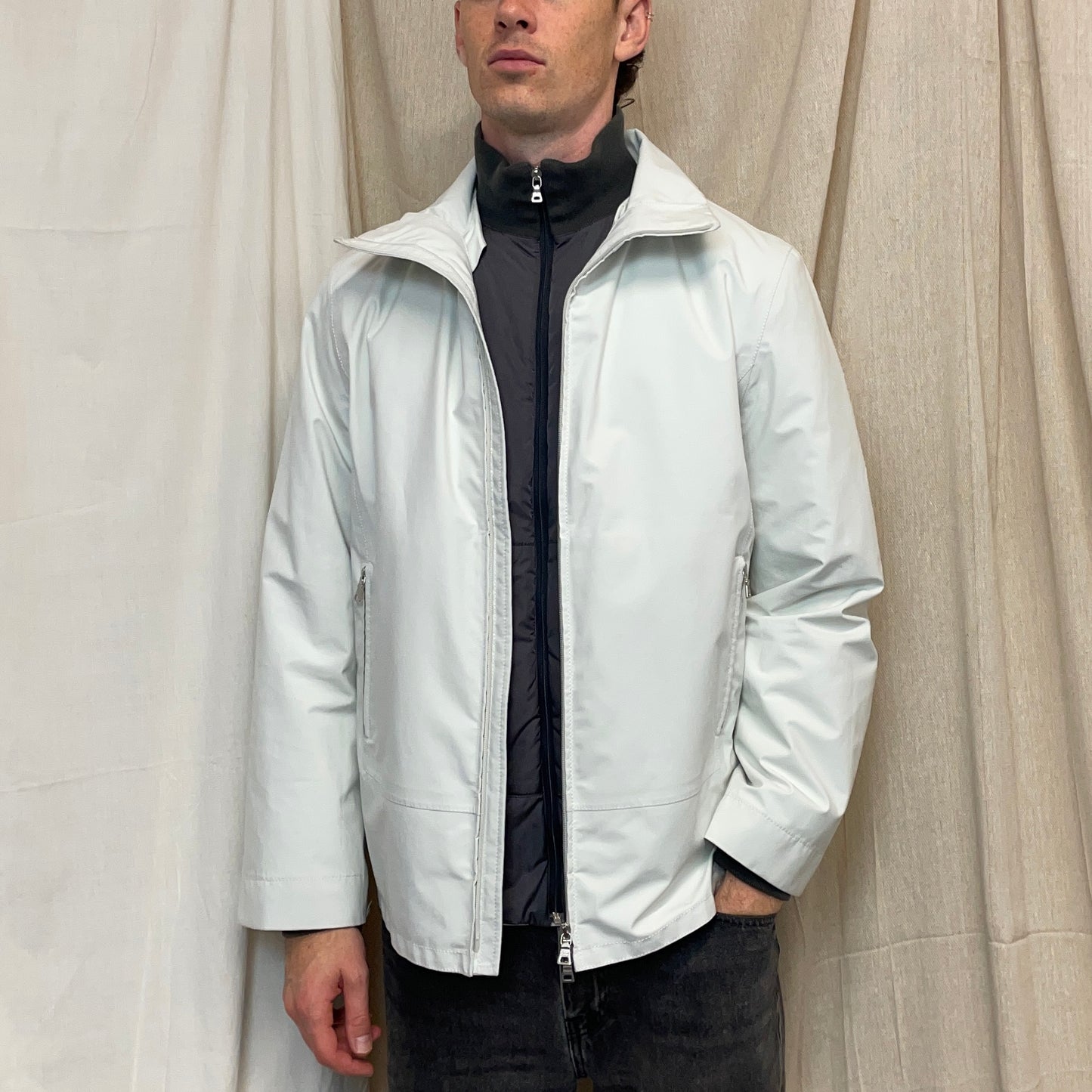 Prada Sport White 00s Goretex 3-in-1 Nylon Padded Bomber Liner & Trench Overcoat