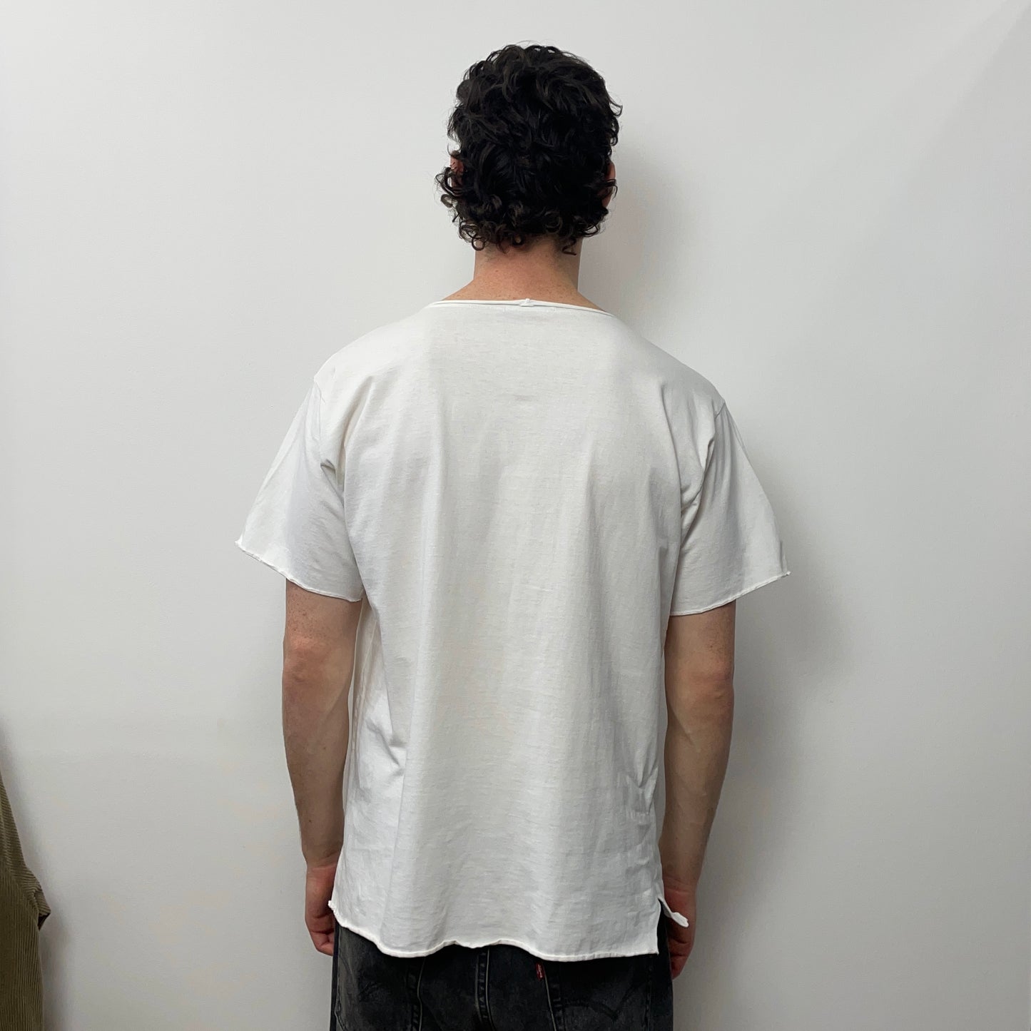 Stone Island White 90s Graphic Stitch Spellout Tee