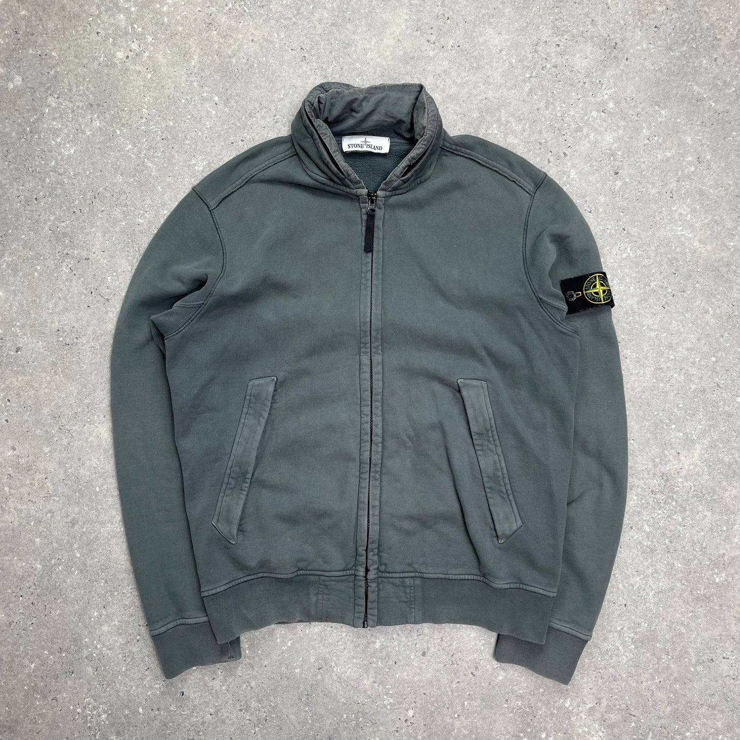 Stone Island Grey Concealed Hood Cotton Jacket