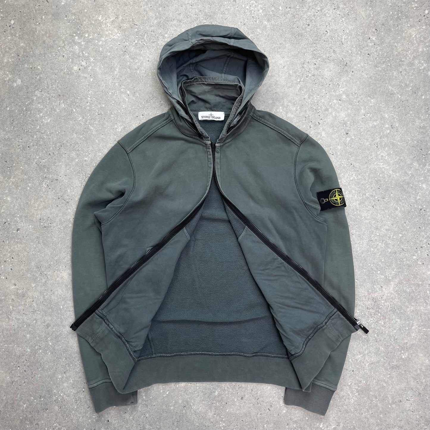 Stone Island Grey Concealed Hood Cotton Jacket