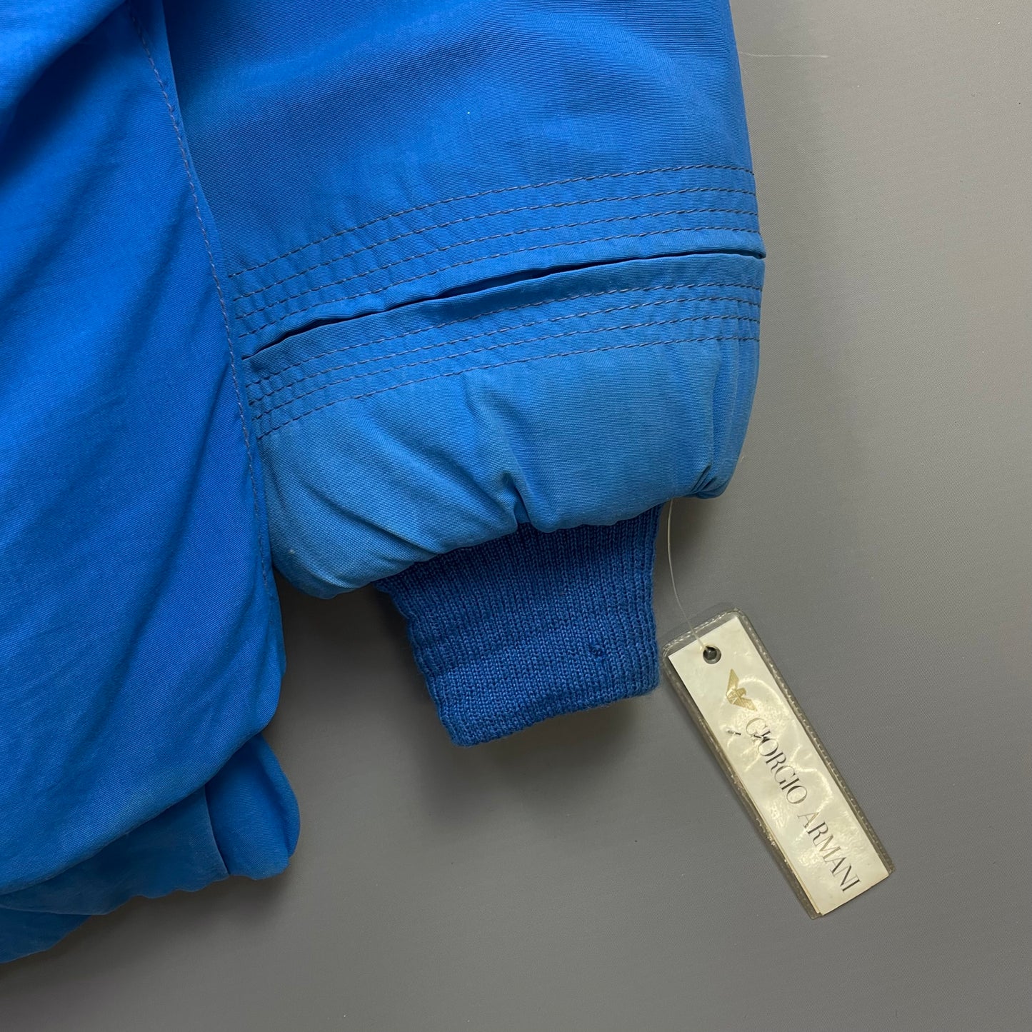 Giorgio Armani Electric Blue 80s Snowear Hooded Bomber Jacket