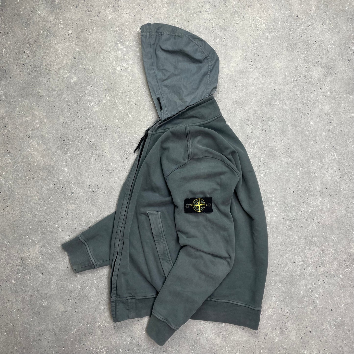 Stone Island Grey Concealed Hood Cotton Jacket
