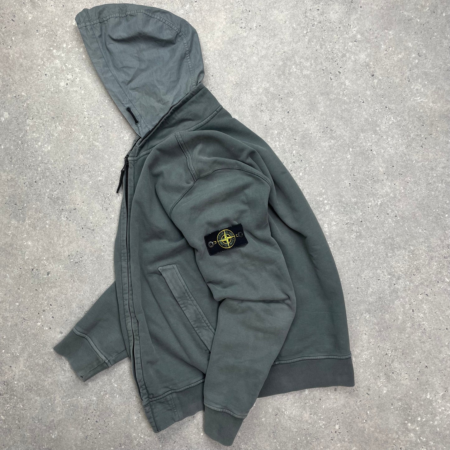 Stone Island Grey Concealed Hood Cotton Jacket