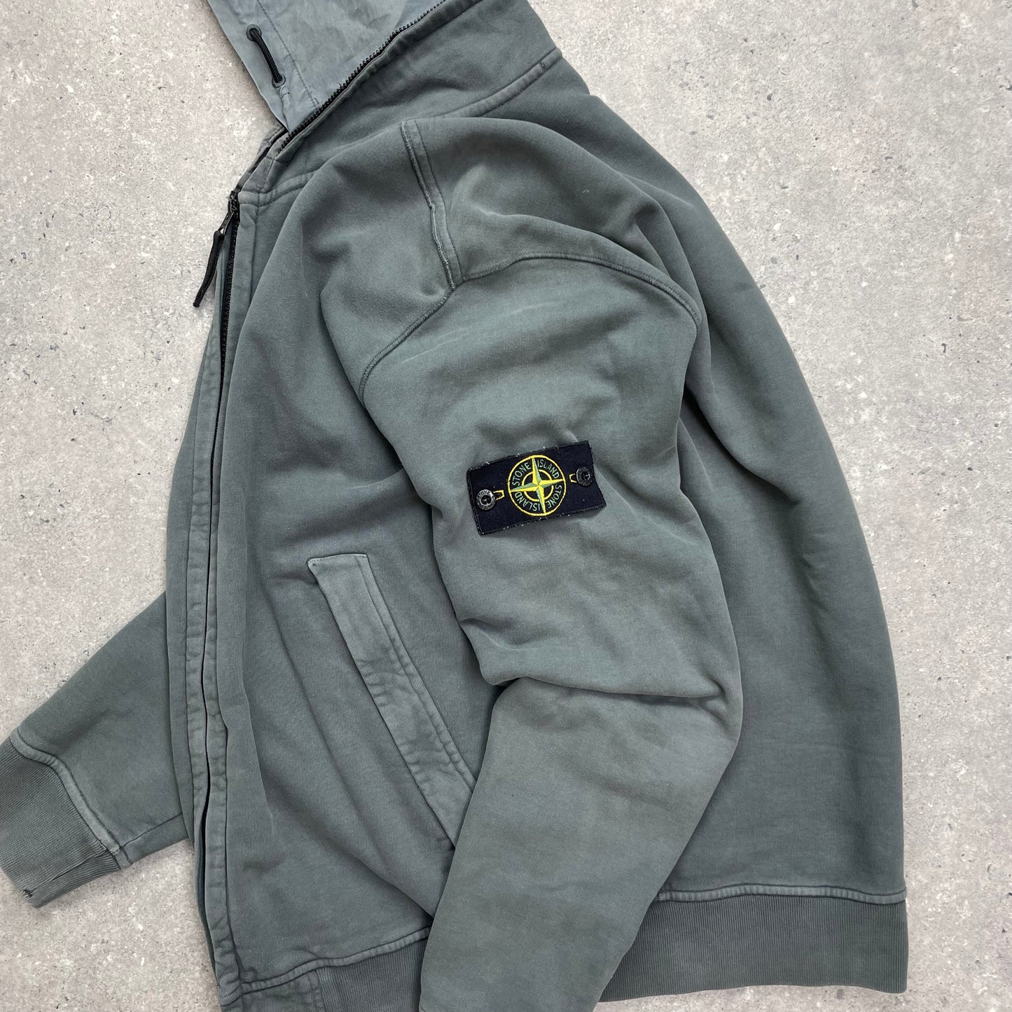 Stone Island Grey Concealed Hood Cotton Jacket