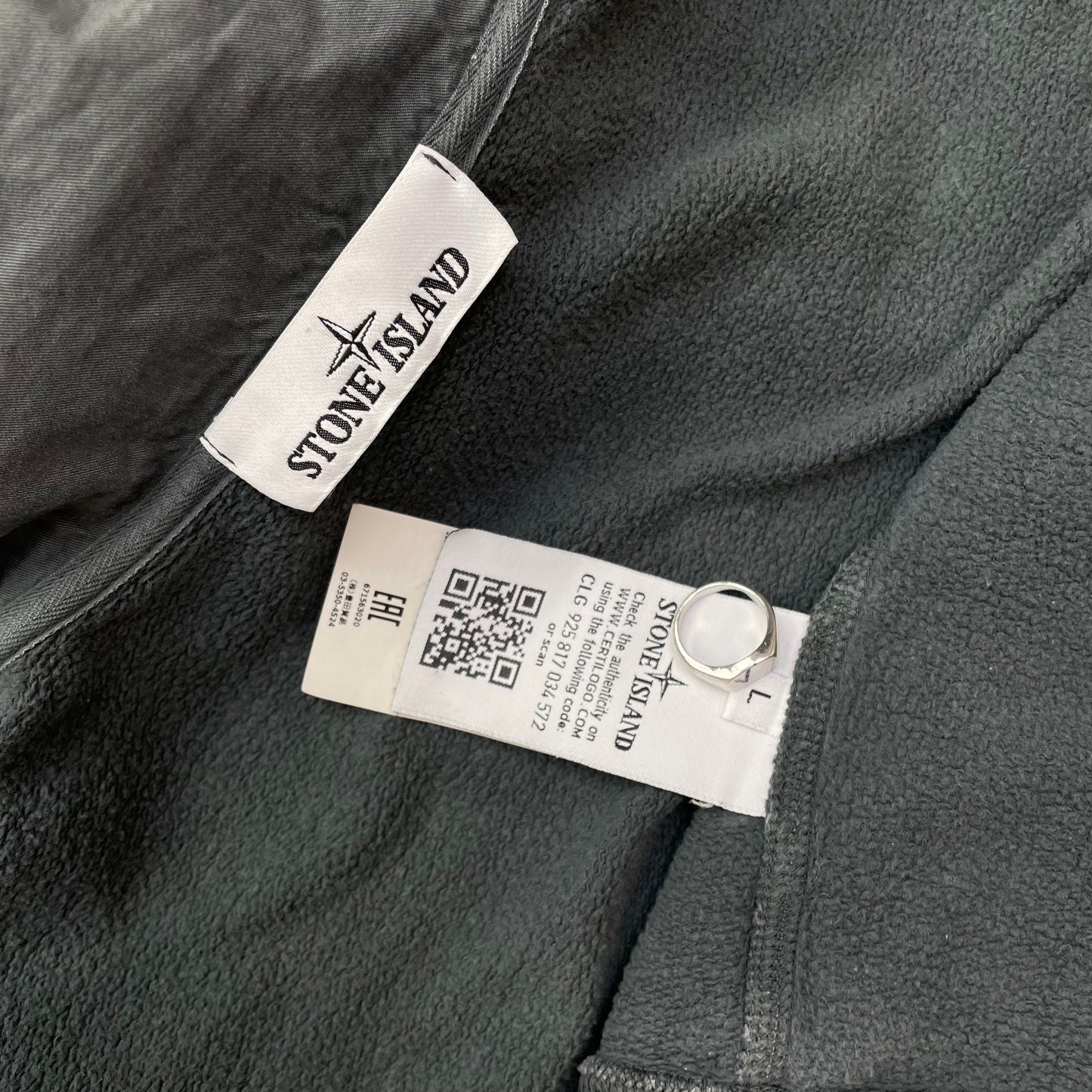 Stone Island Grey Concealed Hood Cotton Jacket