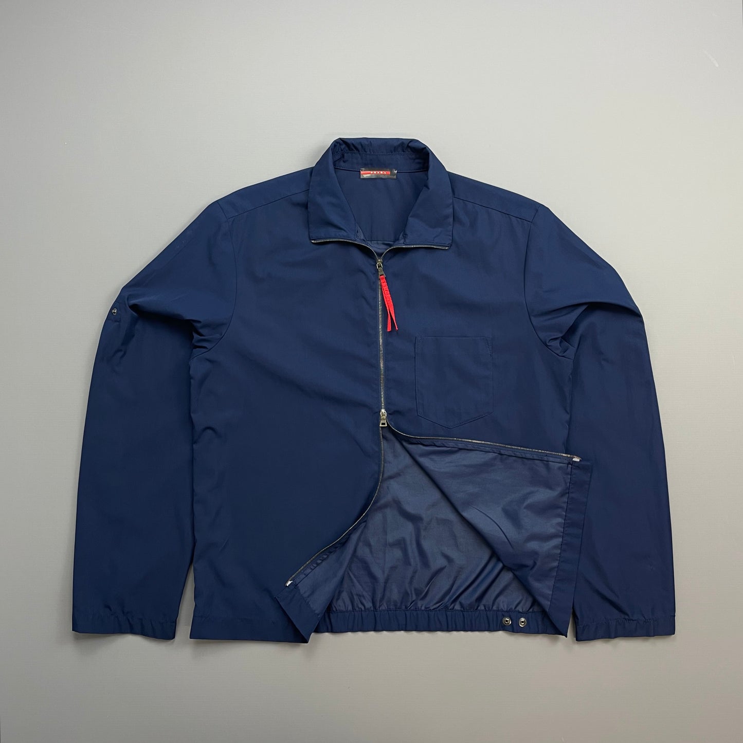 Prada Sport Blue 00s Lightweight Adjustable Sleeve Harrington Jacket