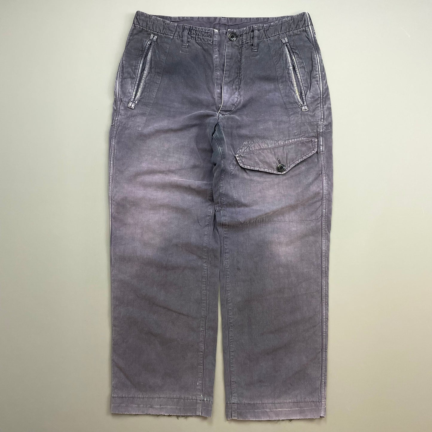 Stone Island Grey/Blue 00s Cotton Straight Leg Cargo Trousers