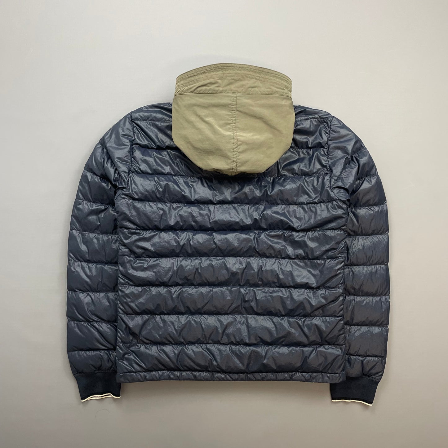 C.P. Company Blue AW14 DD Shell Contrast Hood Lightweight Nylon Down Puffer Jacket