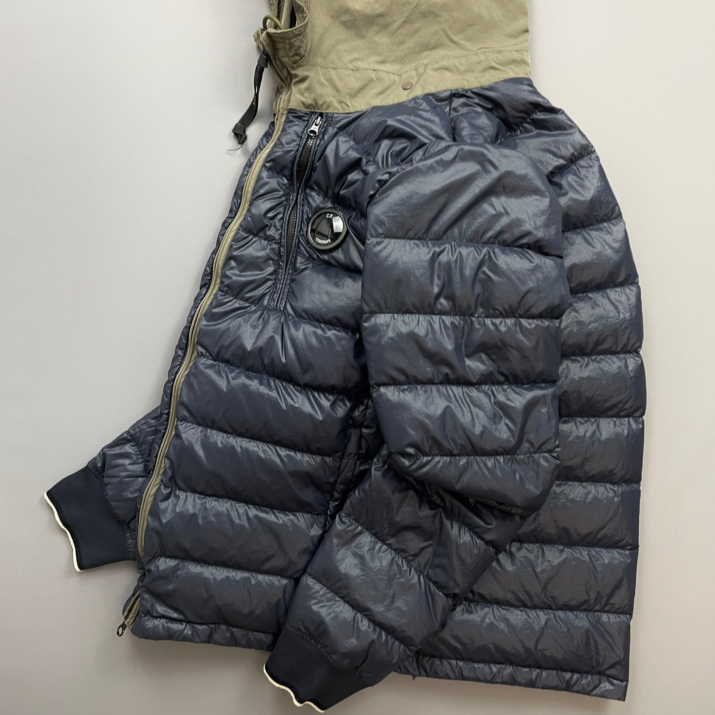 C.P. Company Blue AW14 DD Shell Contrast Hood Lightweight Nylon Down Puffer Jacket