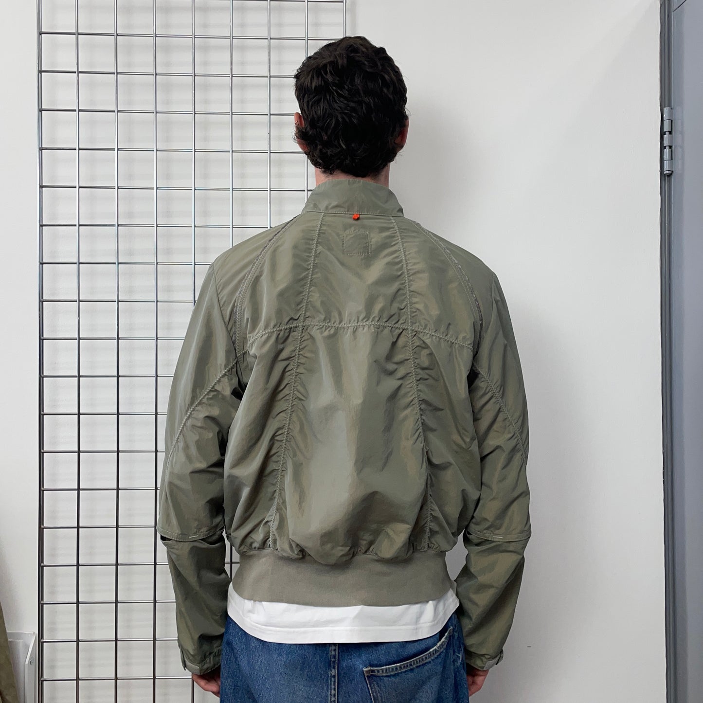 Hugo Boss Orange Grey 00s Nylon Vented Bomber Jacket