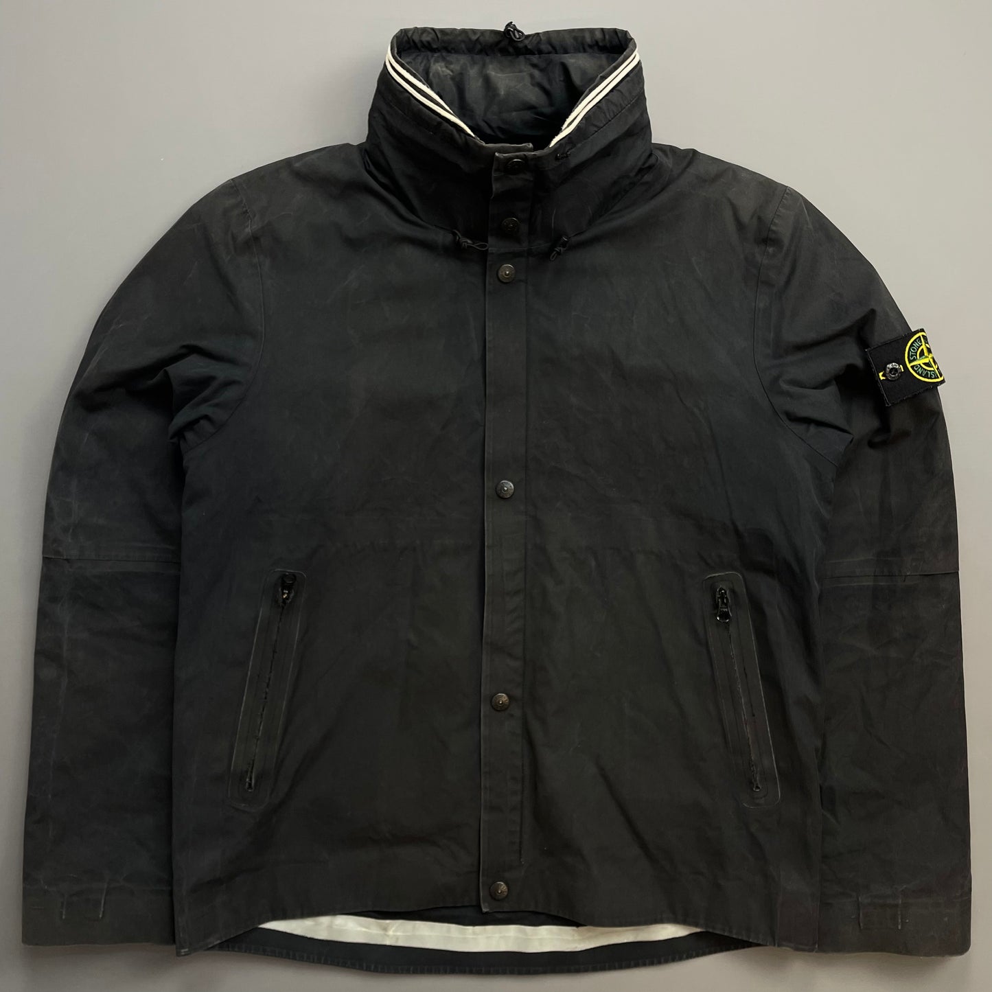 Stone Island Black AW07 Ventile 2-in-1 Dutch Rope Liner Technical Concealed Hood Jacket