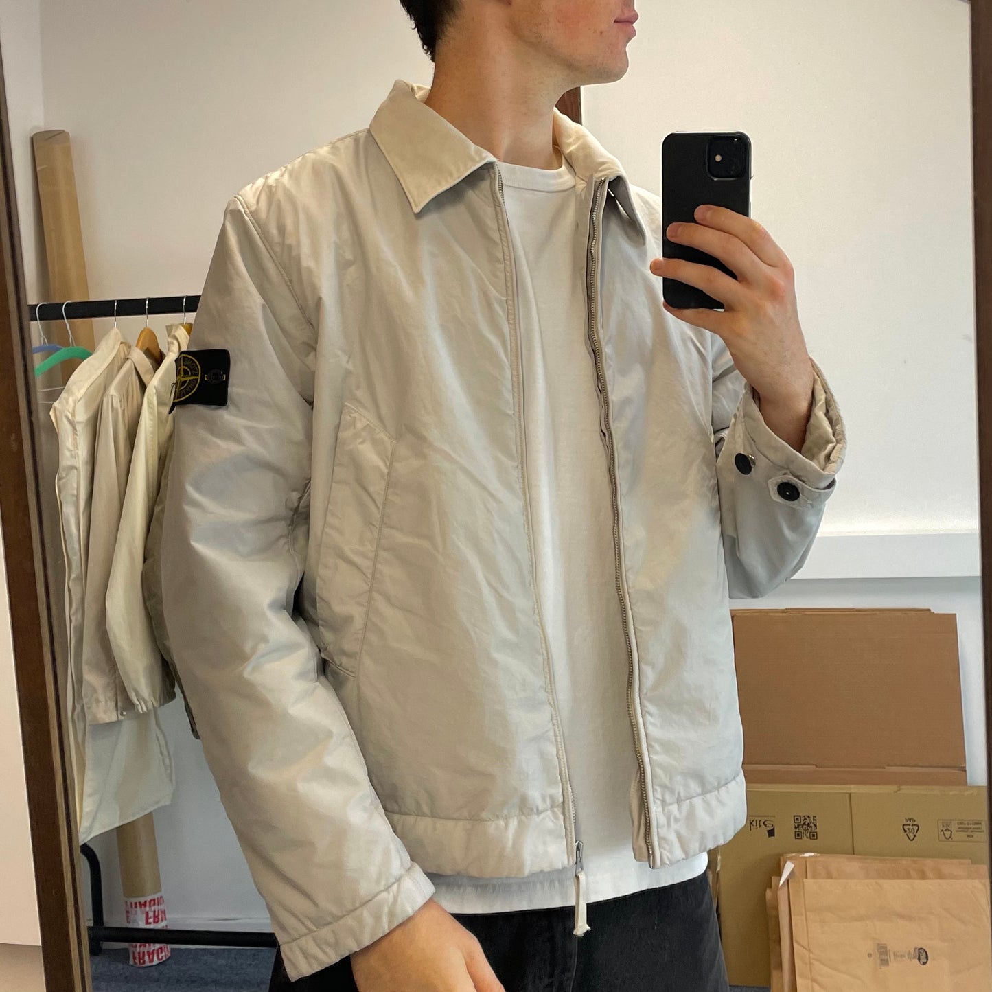 Stone Island White Nylon Padded Jacket AW01
