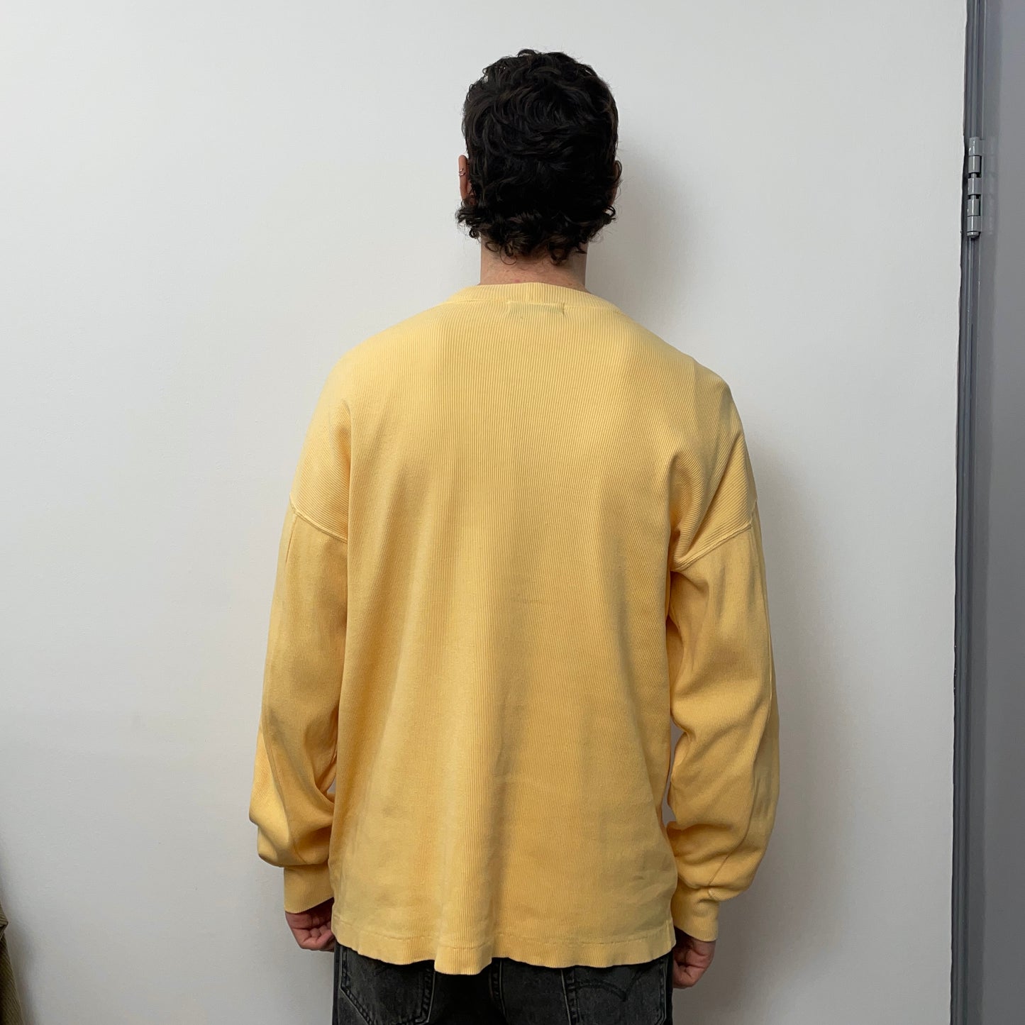 Stone Island Yellow 80s Marina Spellout Ribbed Jumper