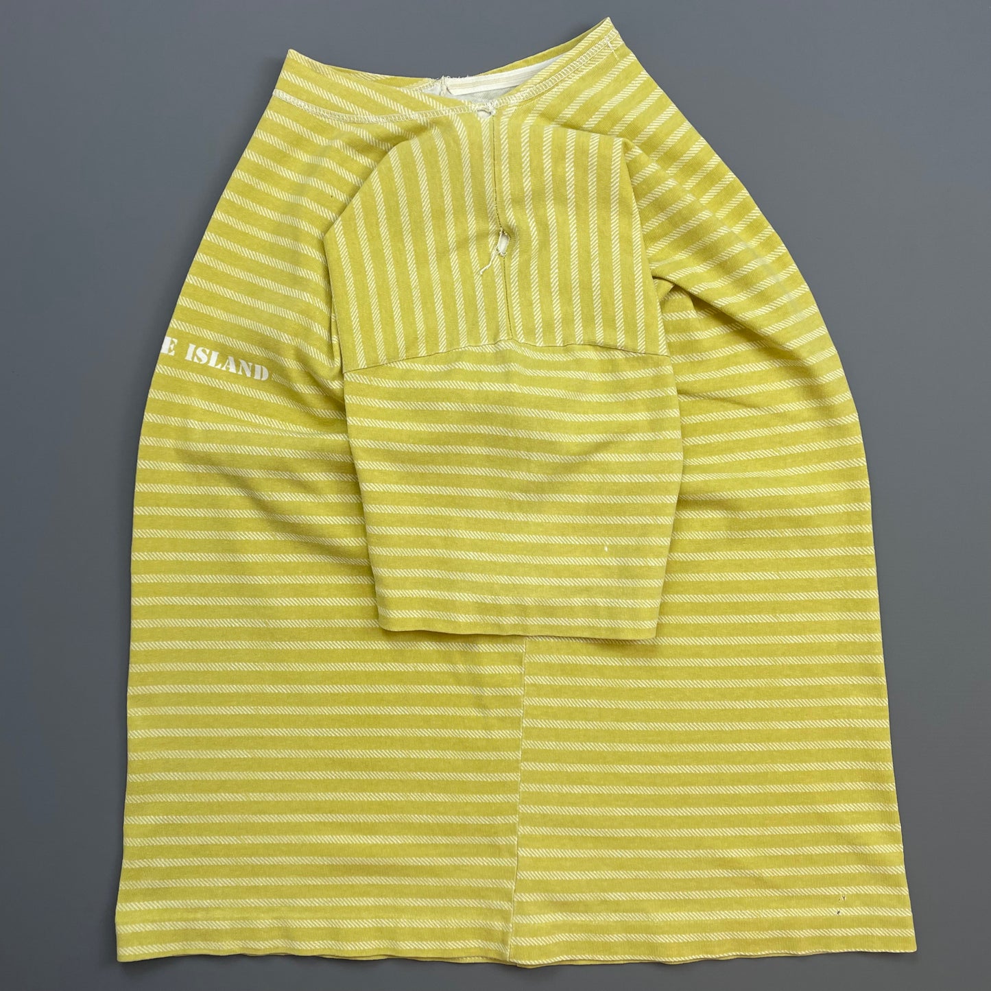Stone Island Yellow 80s Striped Boat Neck Cotton Spellout Tee