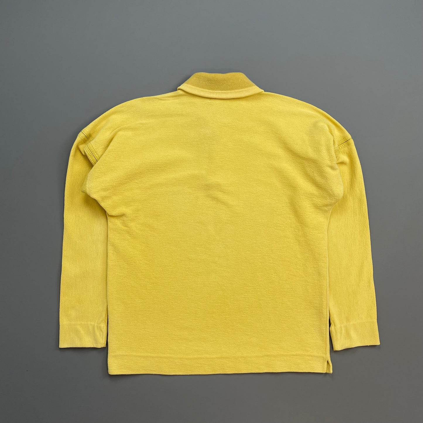 Stone Island Yellow 80s Silver Button-Up Collared Spellout Jumper