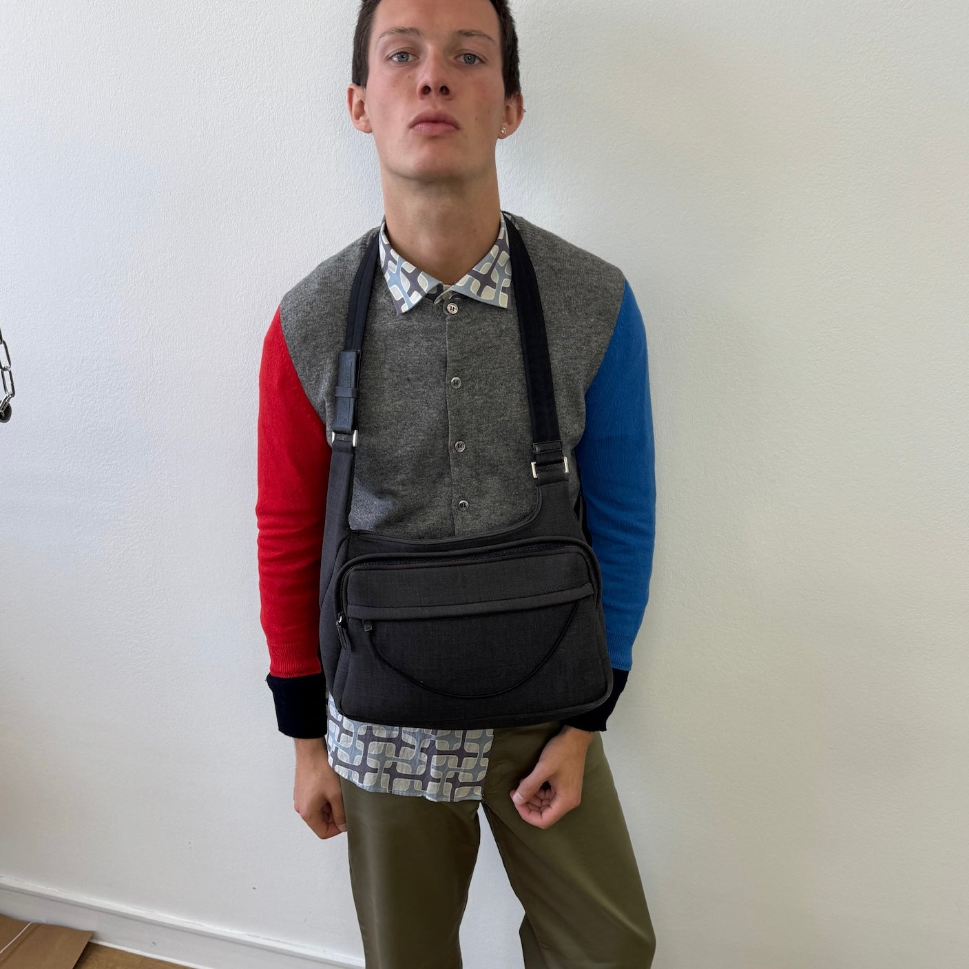 Prada Grey 90s Canvas Satchel Bag
